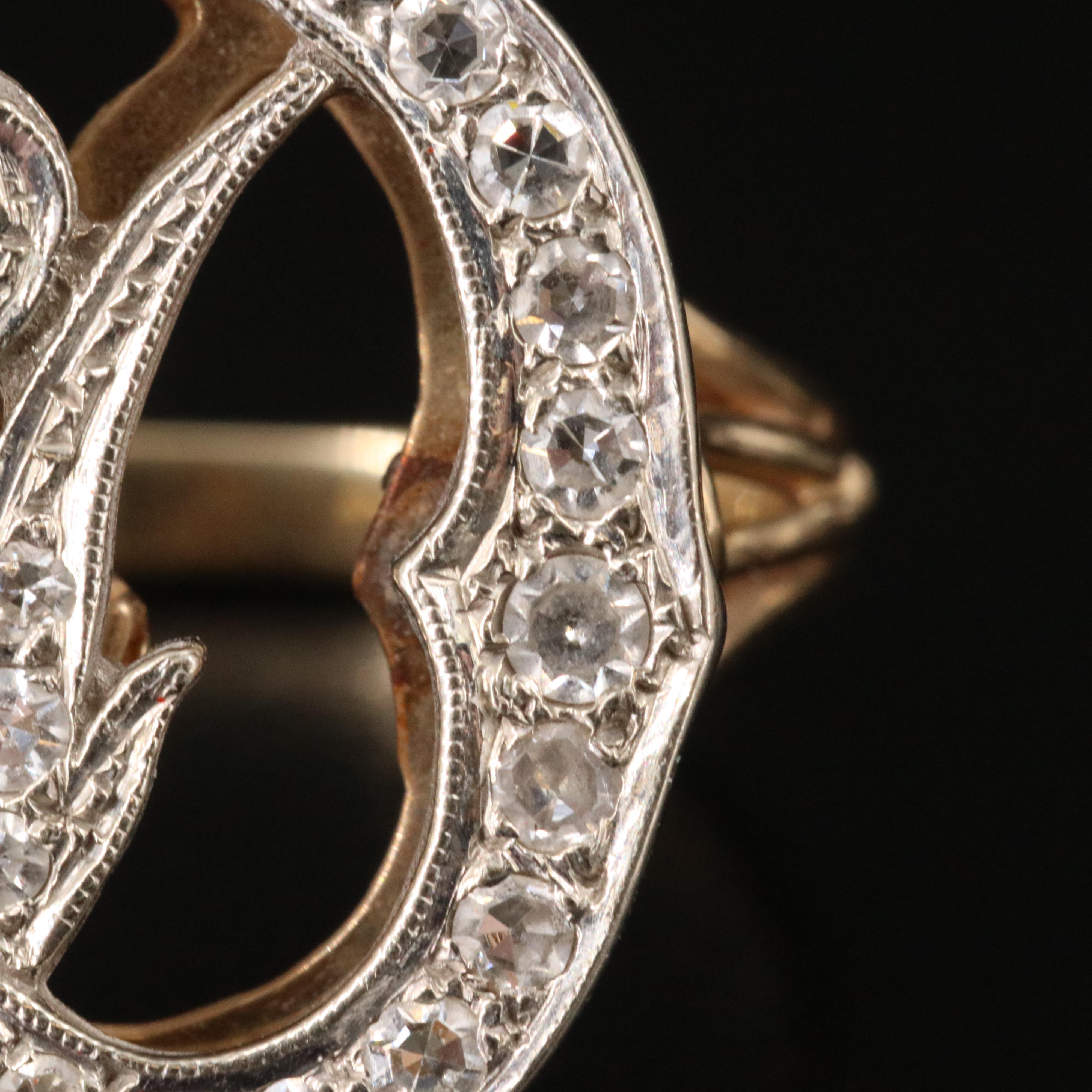 14K Two-Tone 0.40 CTW Diamond "D" Ring