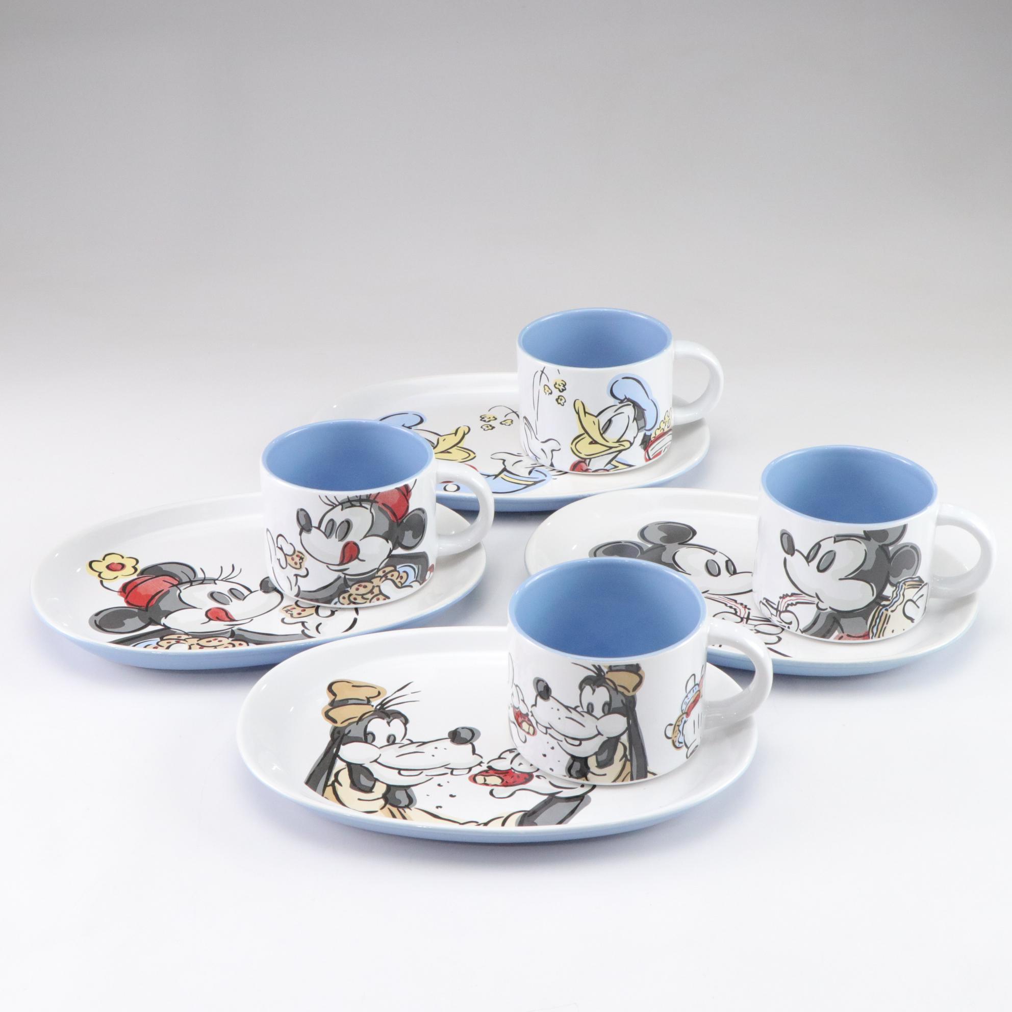 Mickey Mouse & Crew Ceramic Snack Plates with Mugs