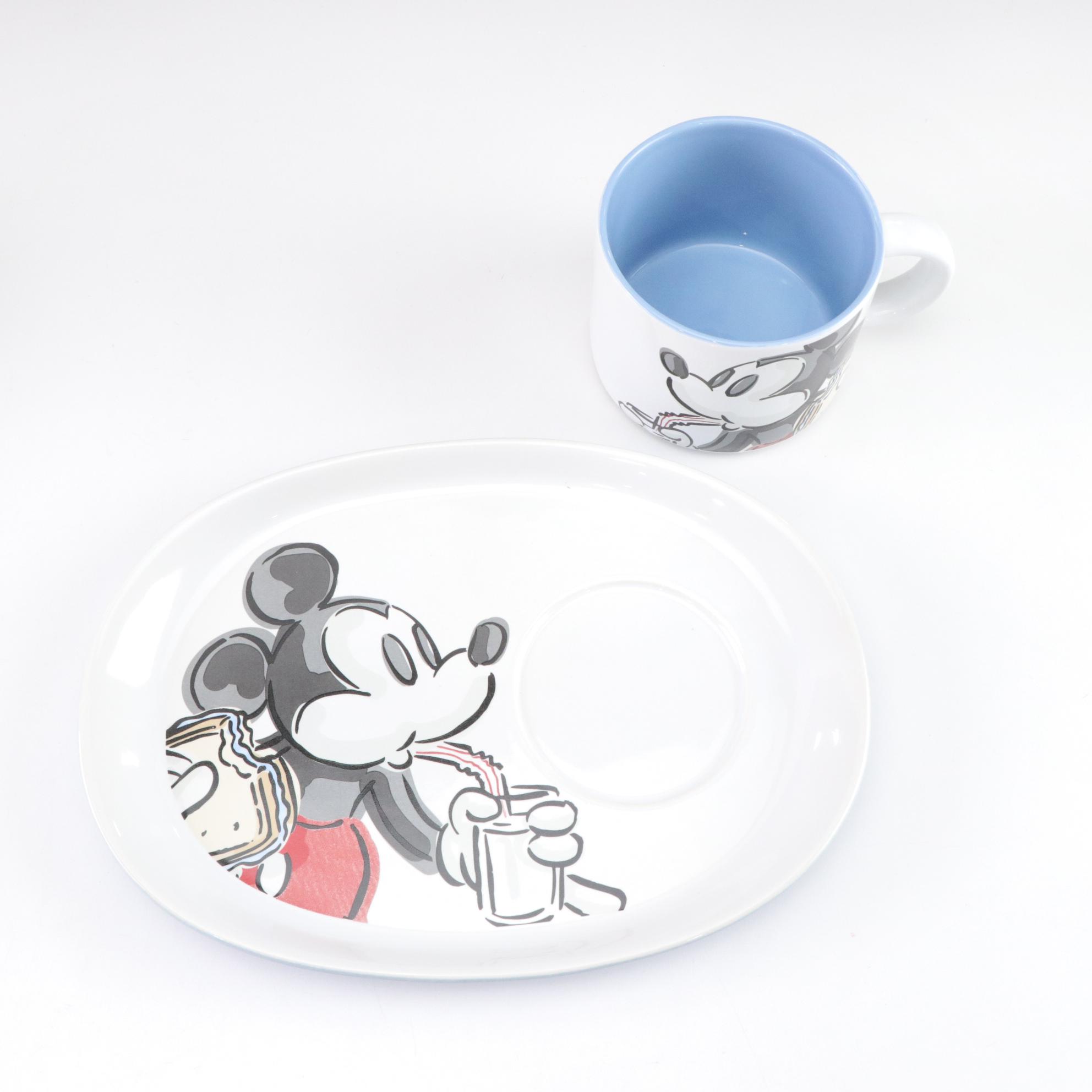 Mickey Mouse & Crew Ceramic Snack Plates with Mugs