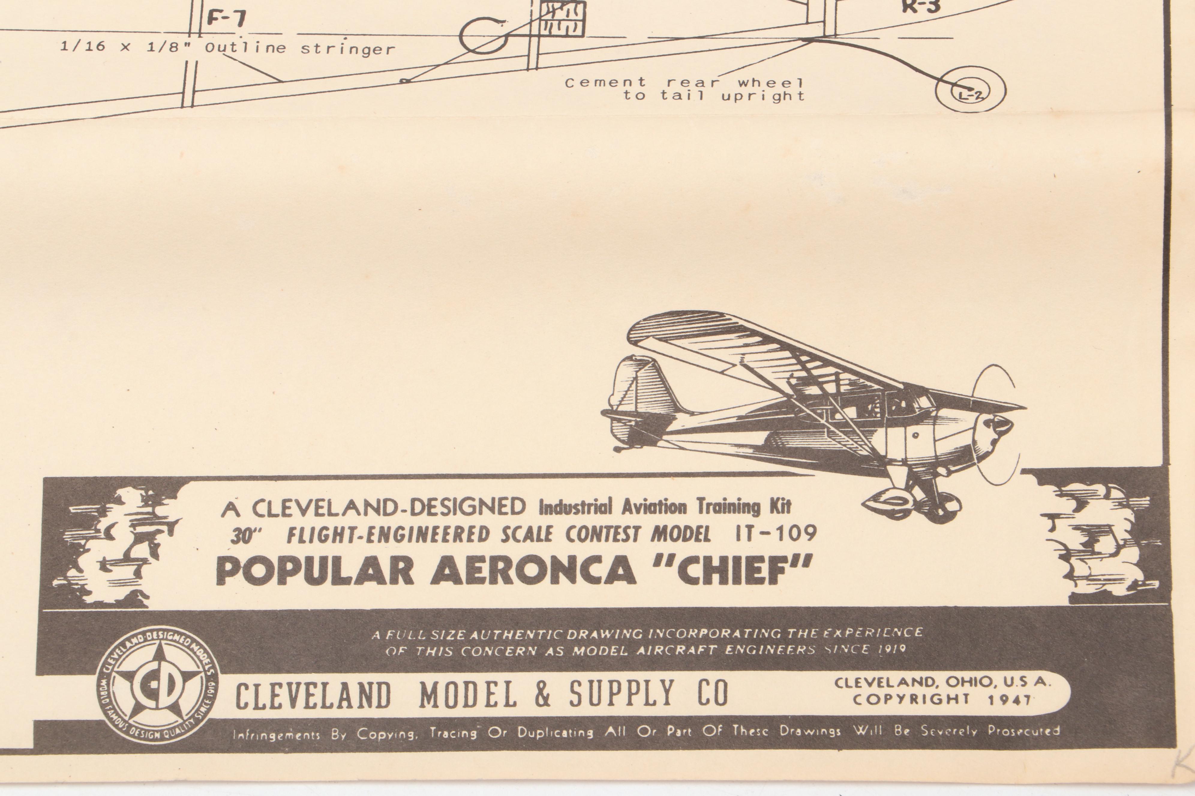 Cleveland "Aeronca Chief" Airplane Model Kit, 1947