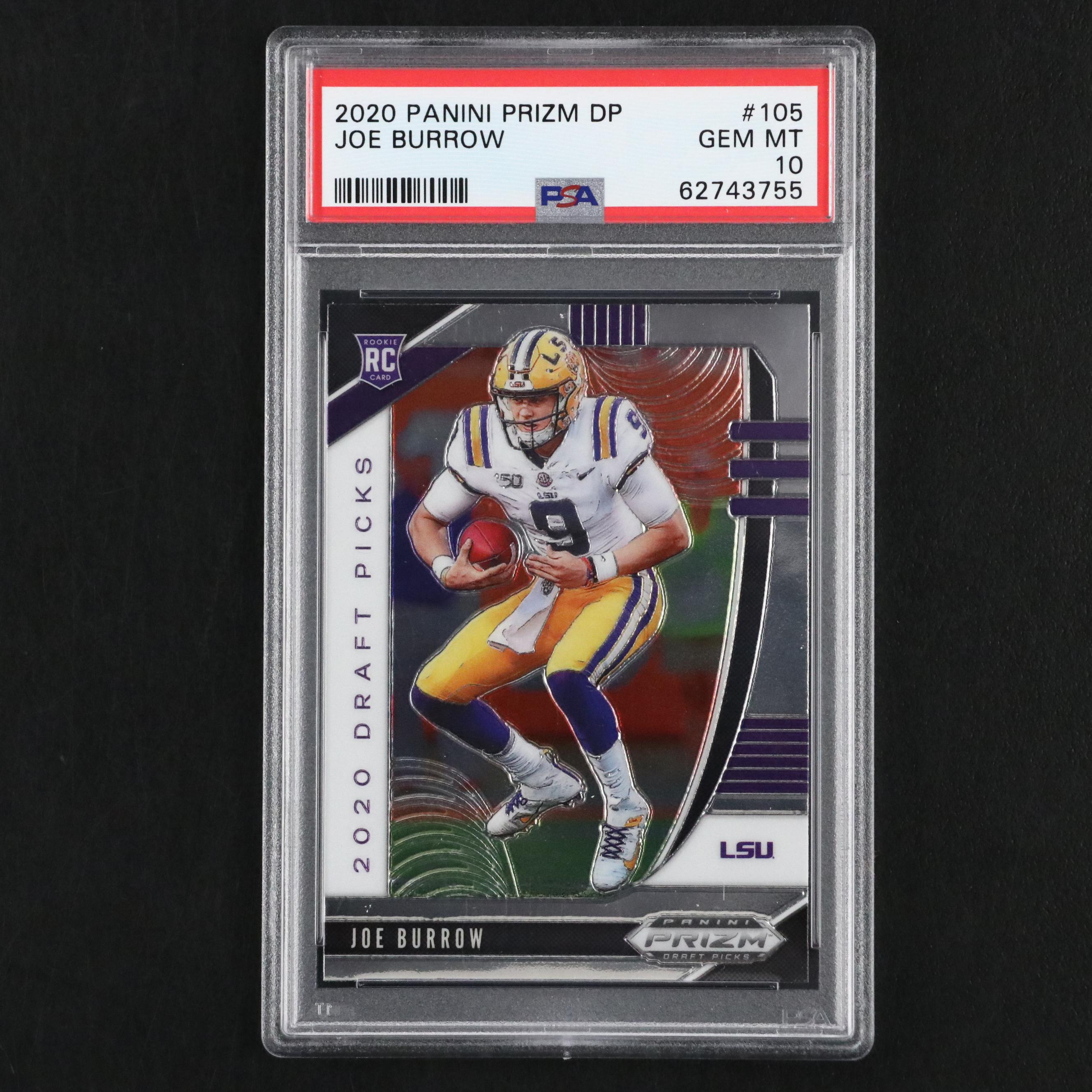 2020 Panini Prizm Draft Picks Joe Burrow Rookie Card #105 Graded PSA 10