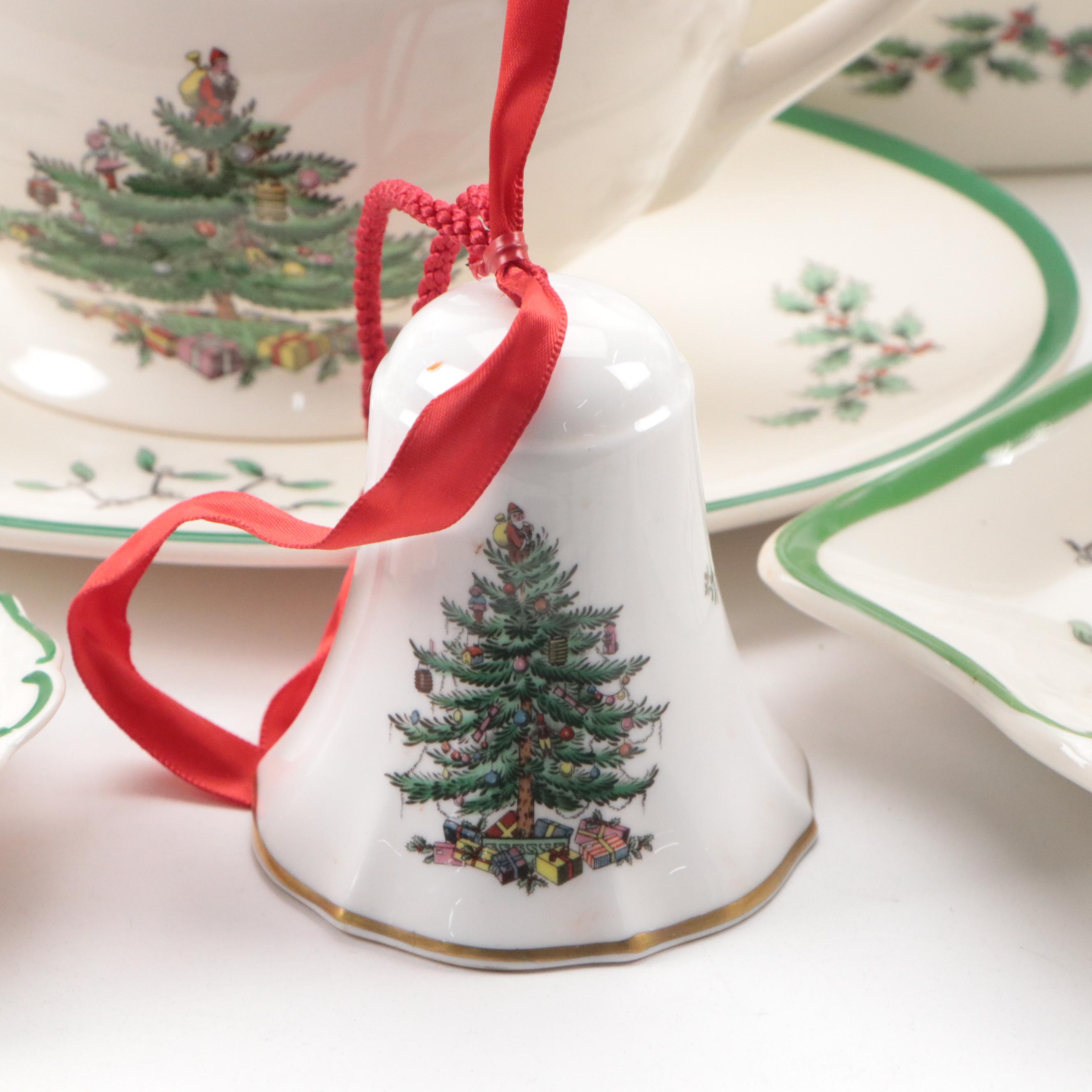 Spode "Christmas Tree" Ceramic Serving Platters, Bowls and Table Accessories