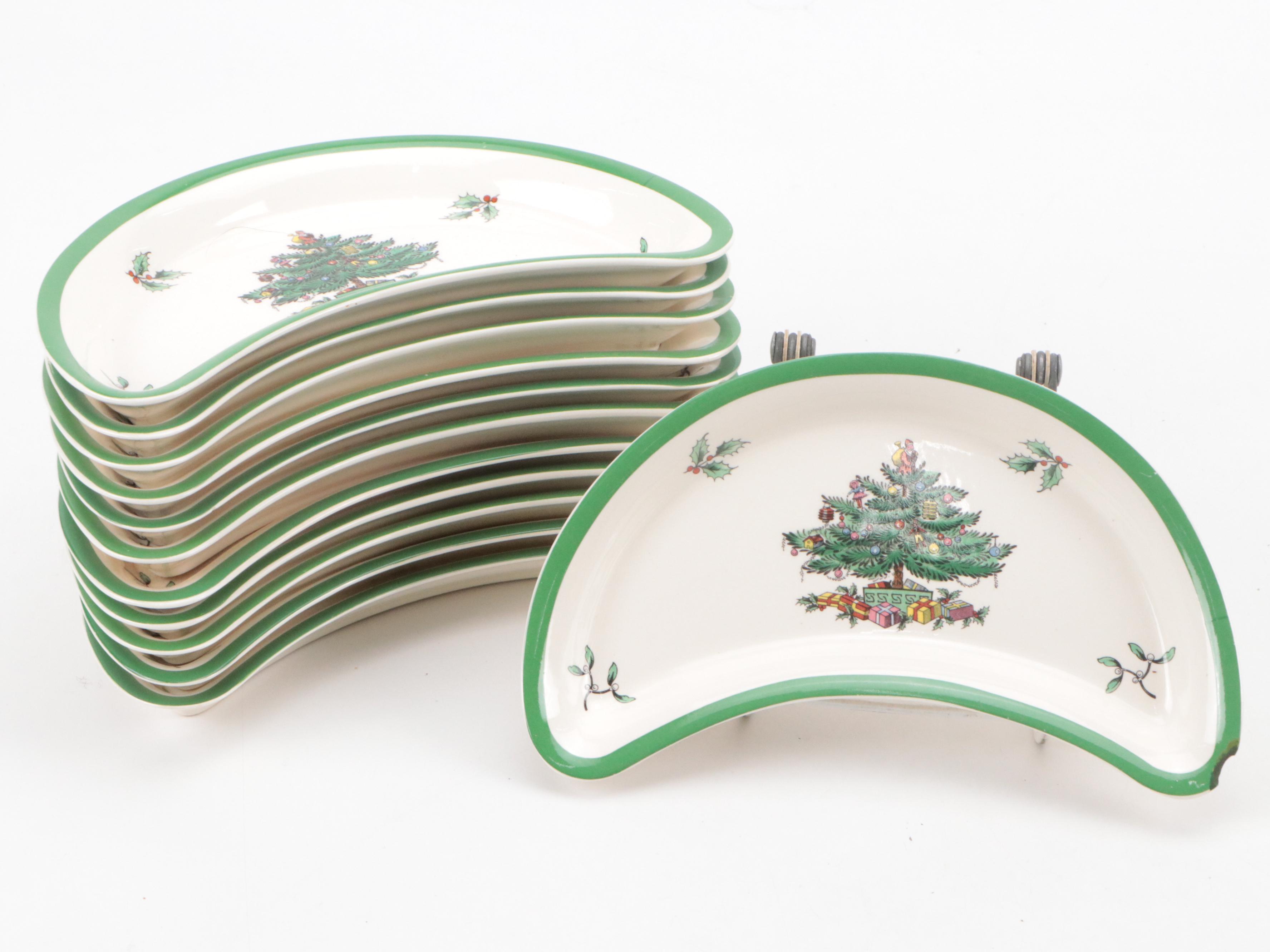 Spode "Christmas Tree" Ceramic Serving Platters, Bowls and Table Accessories