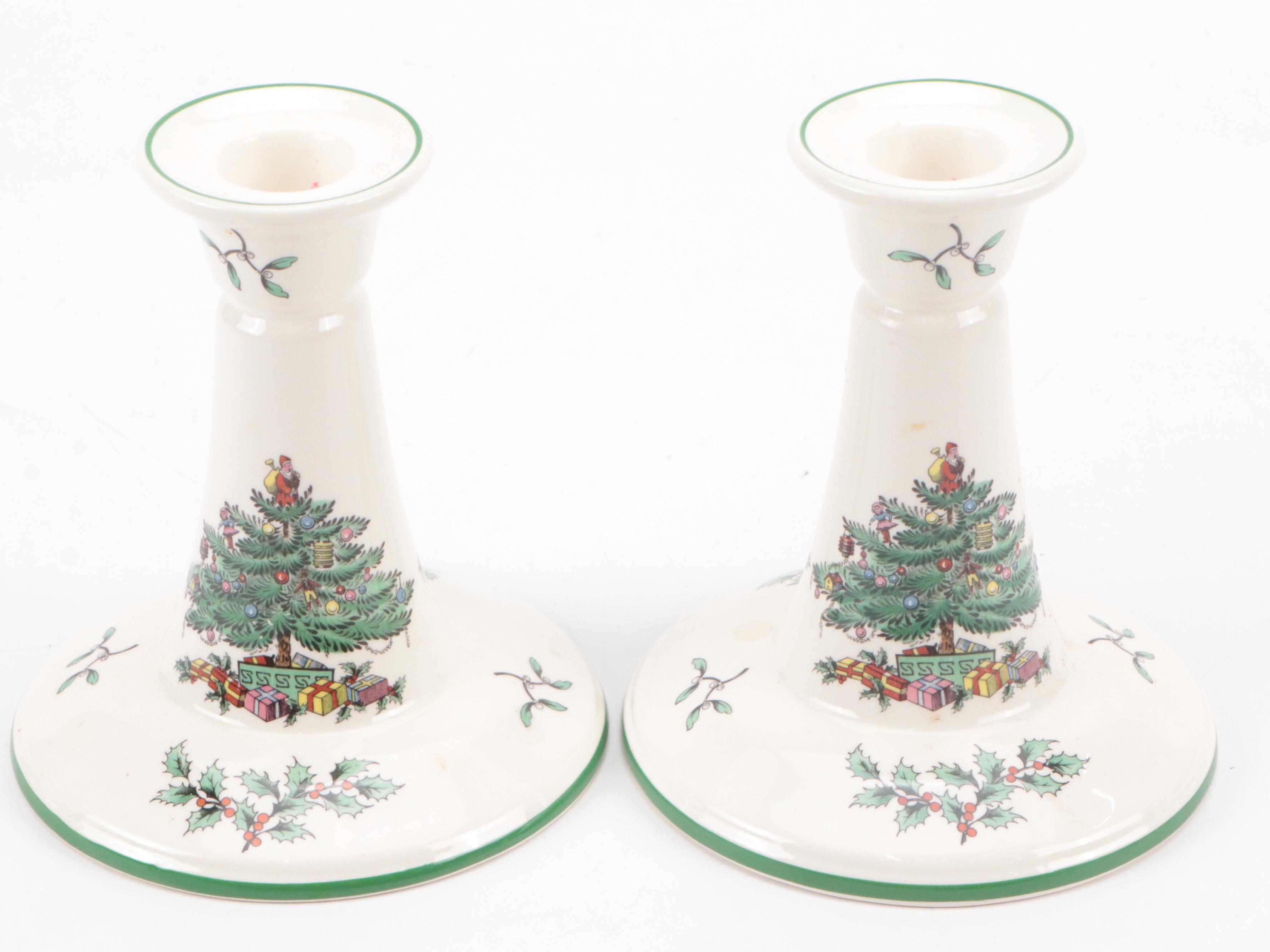 Spode "Christmas Tree" Ceramic Serving Platters, Bowls and Table Accessories