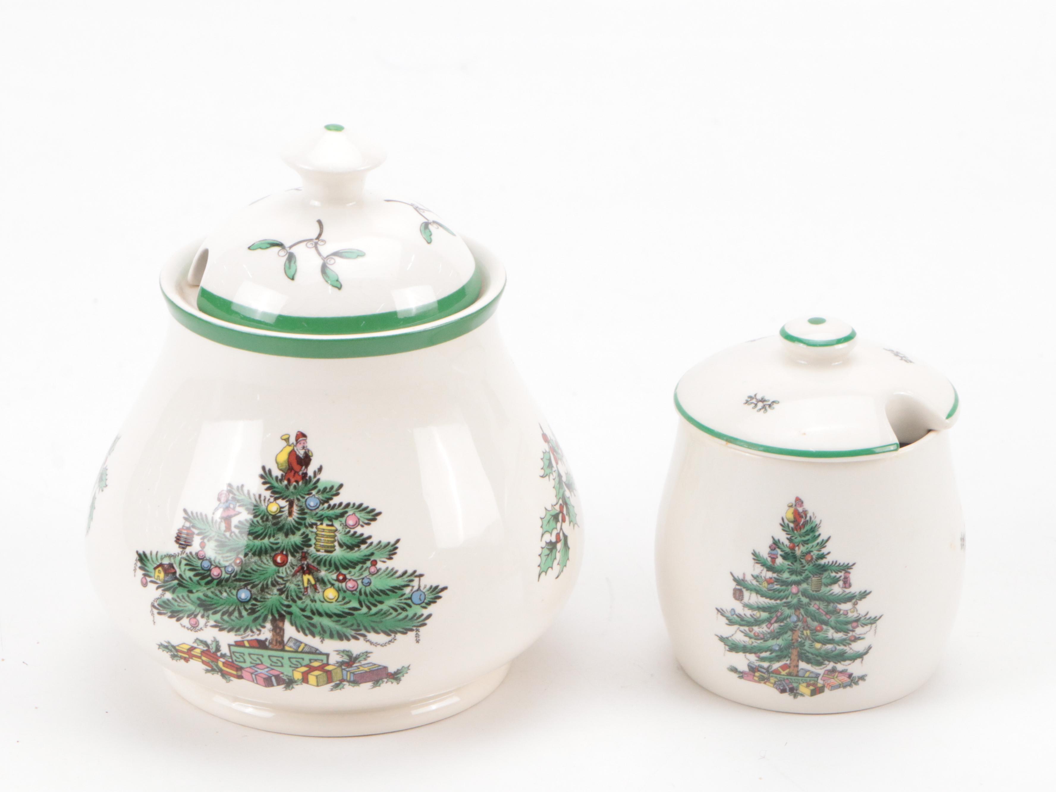 Spode "Christmas Tree" Ceramic Serving Platters, Bowls and Table Accessories