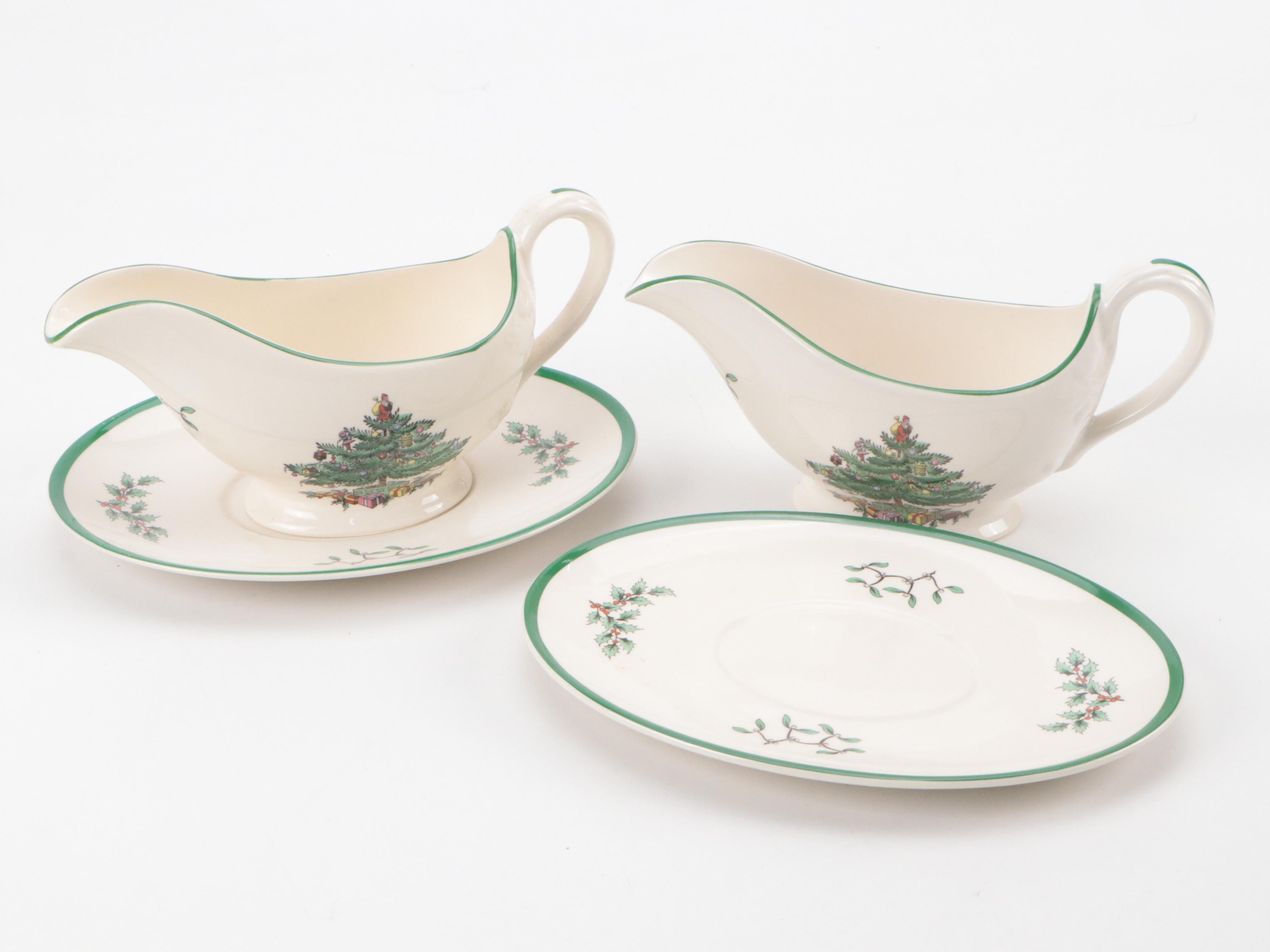 Spode "Christmas Tree" Ceramic Serving Platters, Bowls and Table Accessories