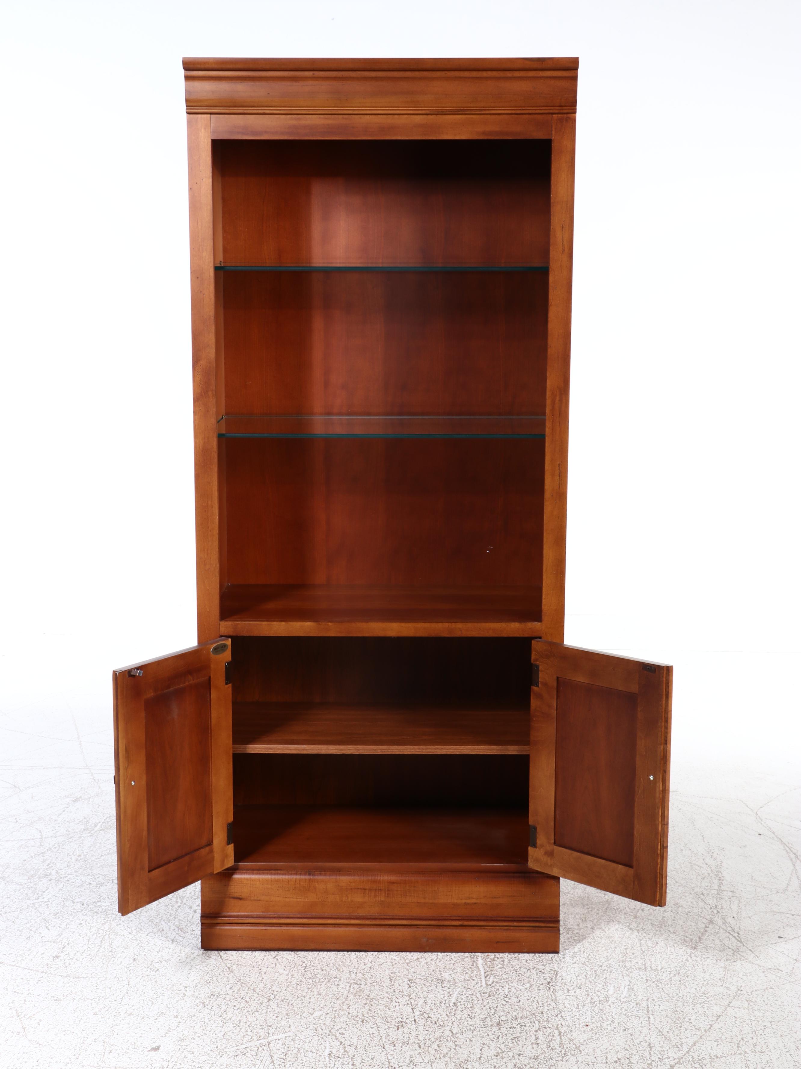 Hooker Furniture Louis Philippe Style Cherrywood and Maple Display Cabinet