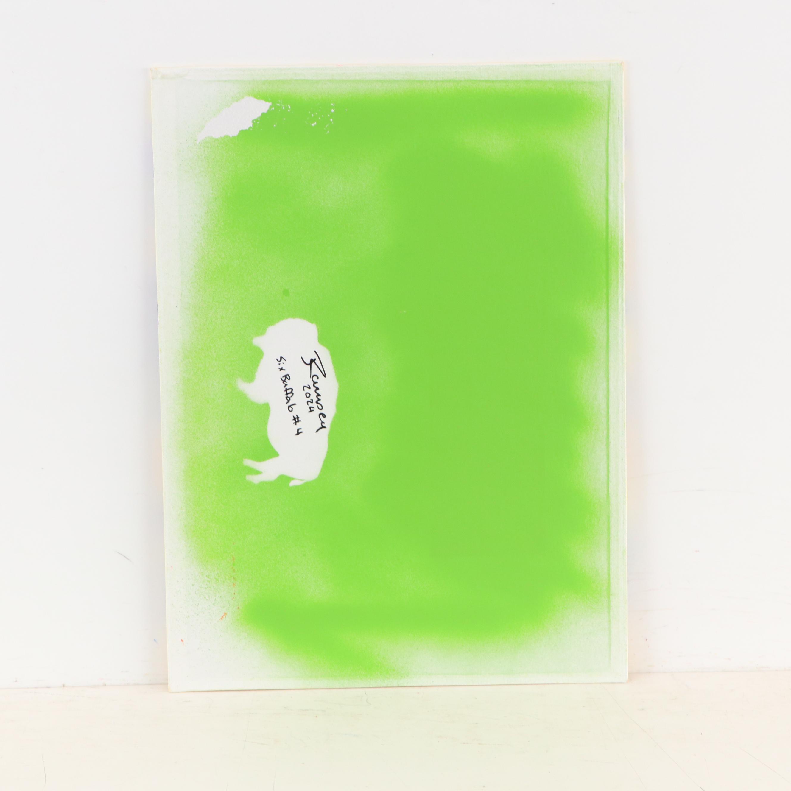 Joshua Ramsey Stylized Acrylic Painting "Six Buffalo #4," 2024