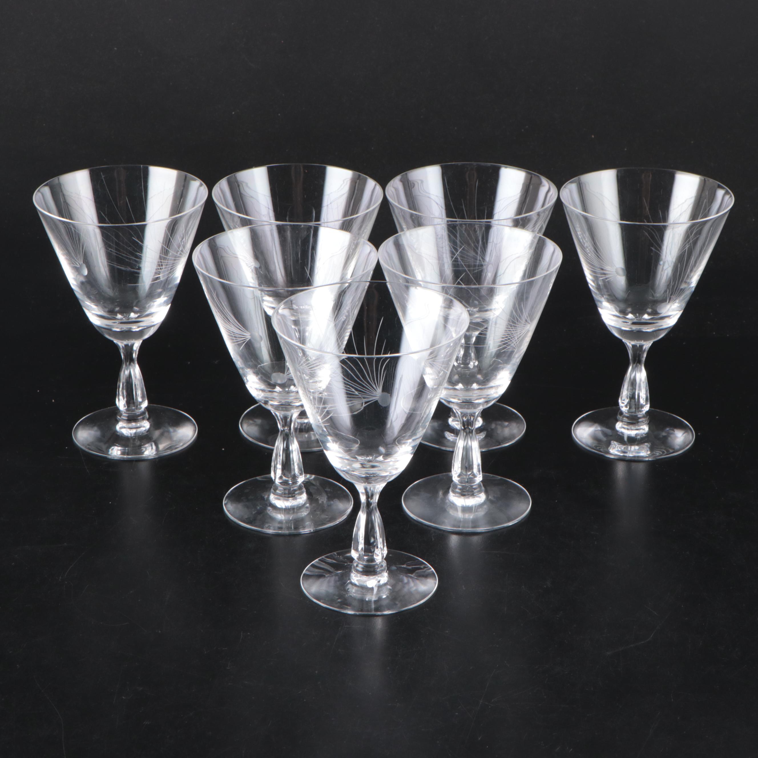 Fostoria Glass "Pine" Water Goblets and Coupes, 1953-1972