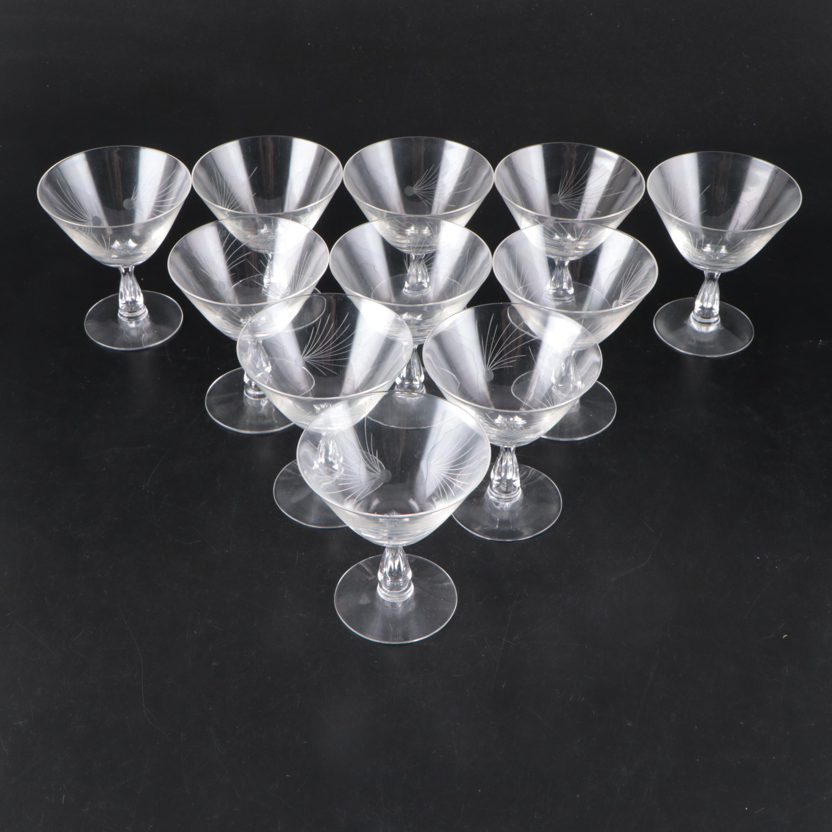 Fostoria Glass "Pine" Water Goblets and Coupes, 1953-1972