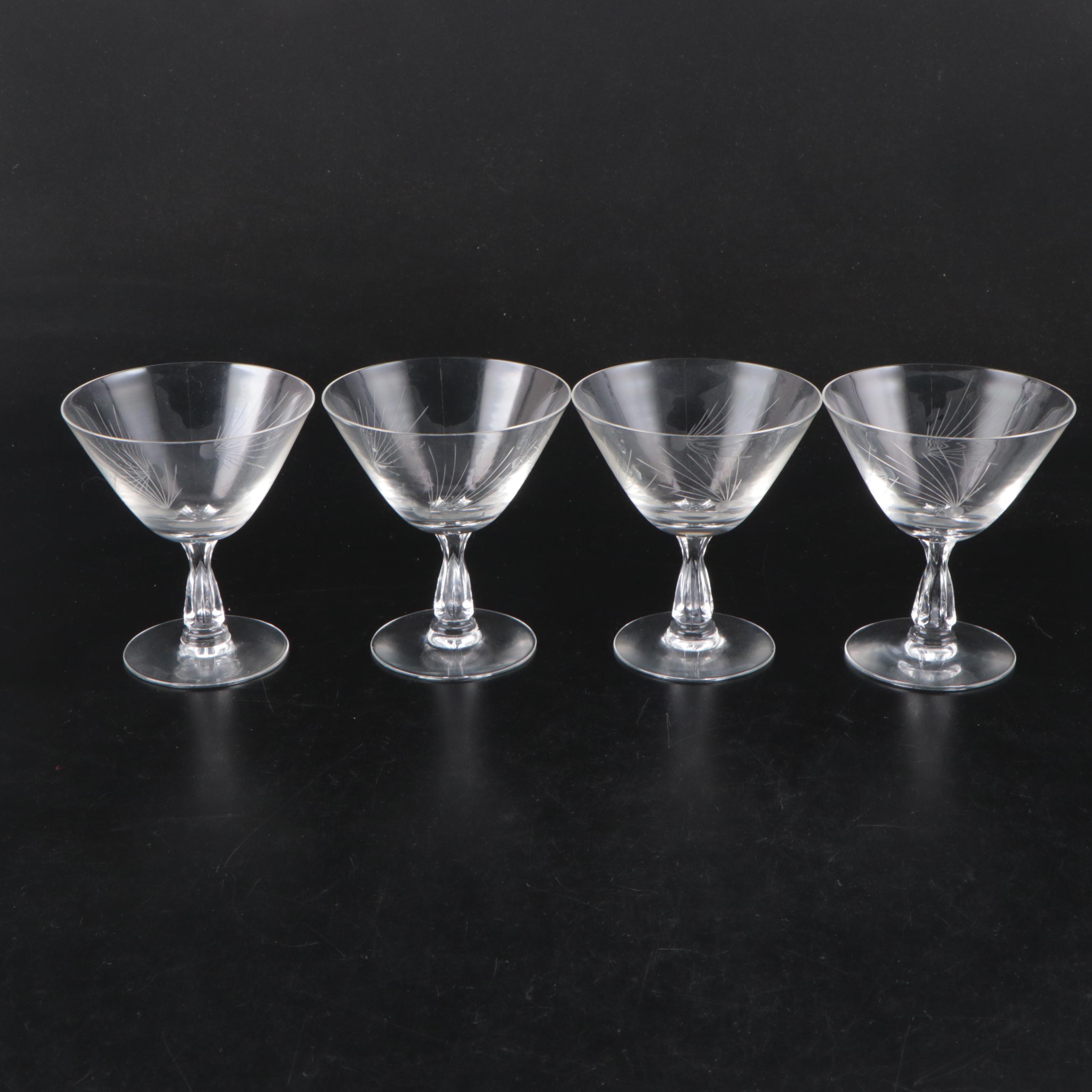 Fostoria Glass "Pine" Water Goblets and Coupes, 1953-1972