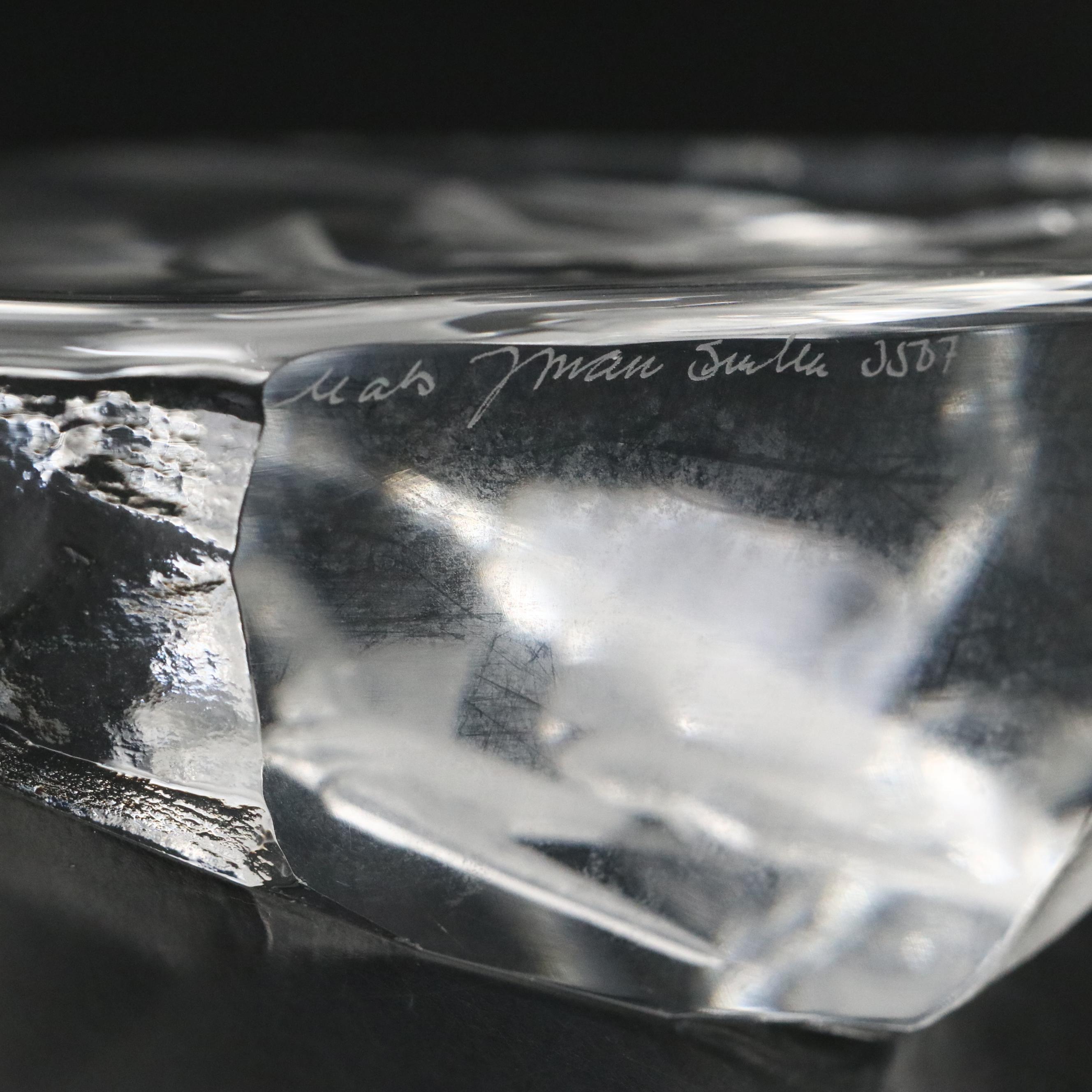 Mats Jonasson Crystal Figure, Mikasa "Platinum" Vase, and Kosta Vase