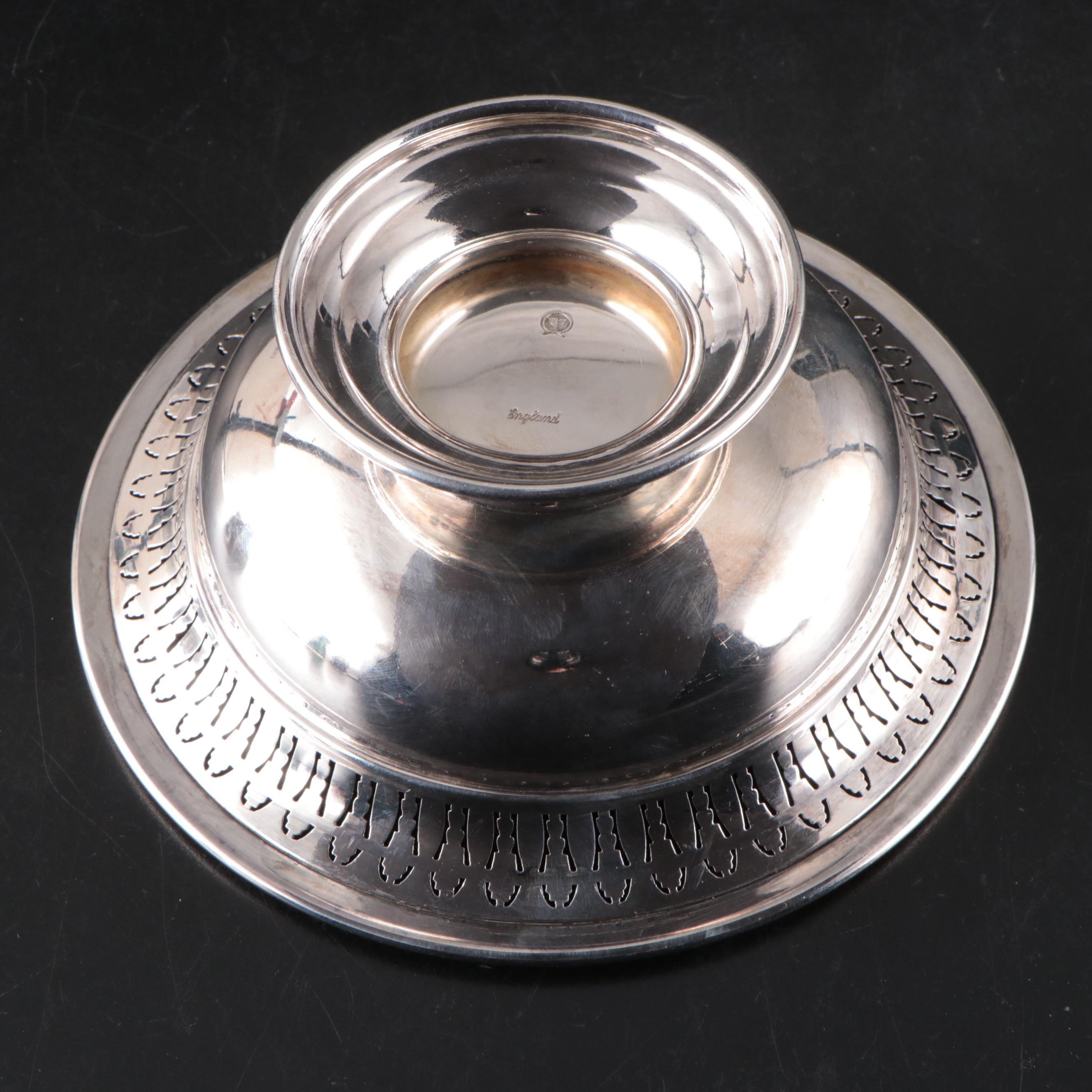 Ellis-Barker English Silver Plate Bowl with Sheffield Silver Co. Tea Caddy