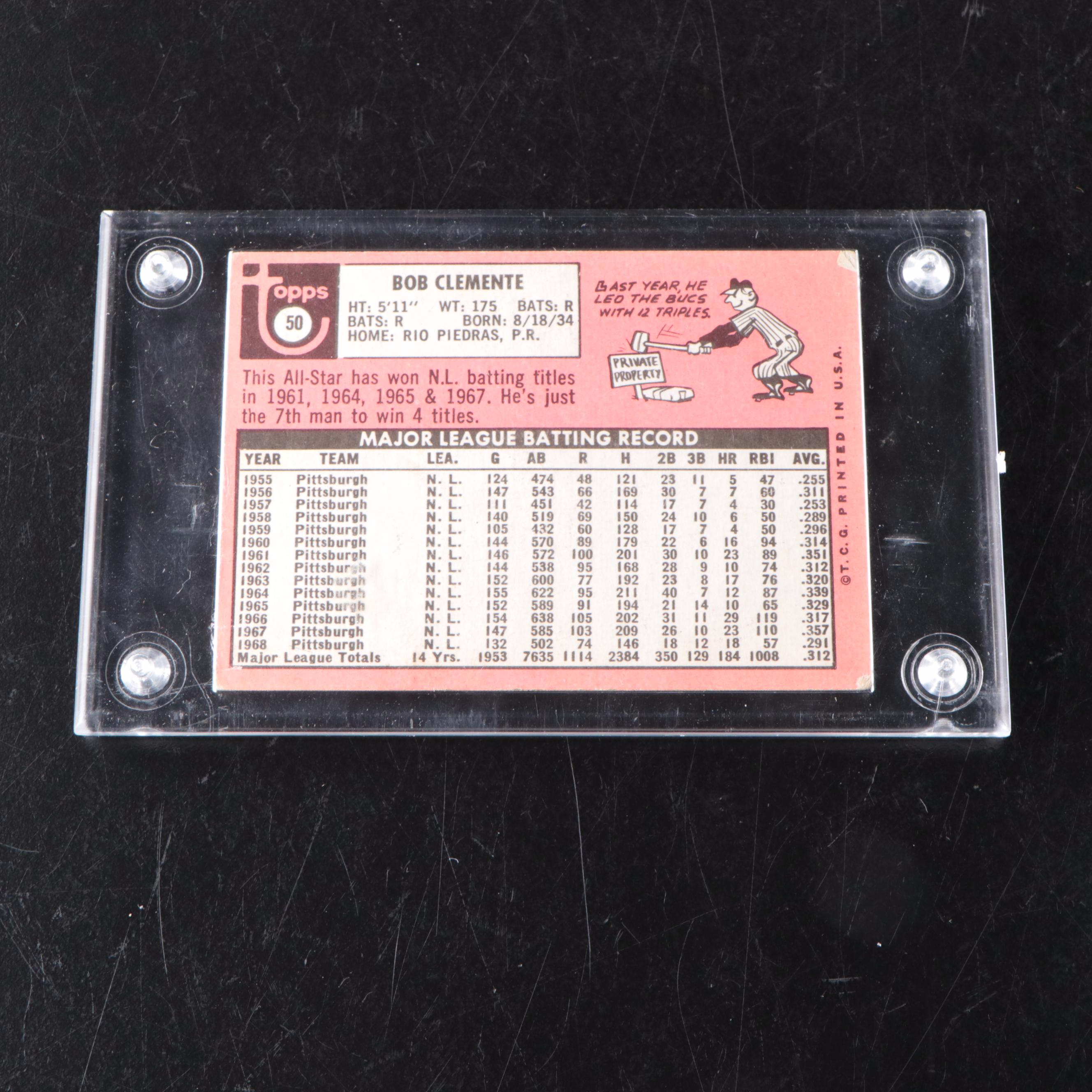 1969 Topps Roberto Clemente Pittsburgh Pirates Baseball Card