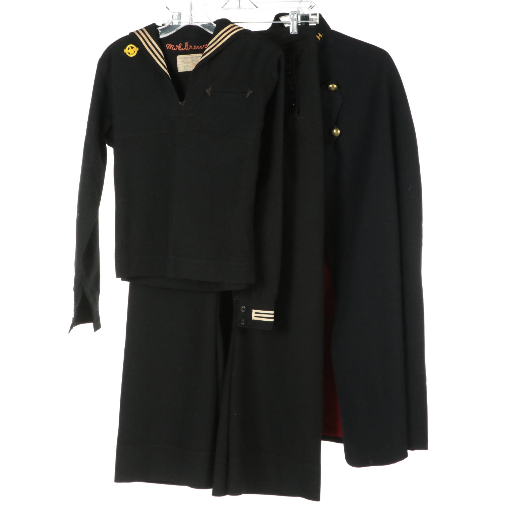 World War II Era USN Dress Blue Uniform, Semaphore Flags, and Nurse's Cape