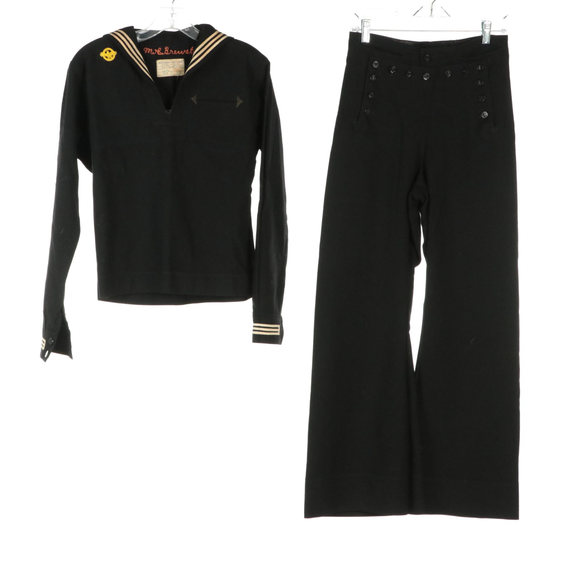 World War II Era USN Dress Blue Uniform, Semaphore Flags, and Nurse's Cape