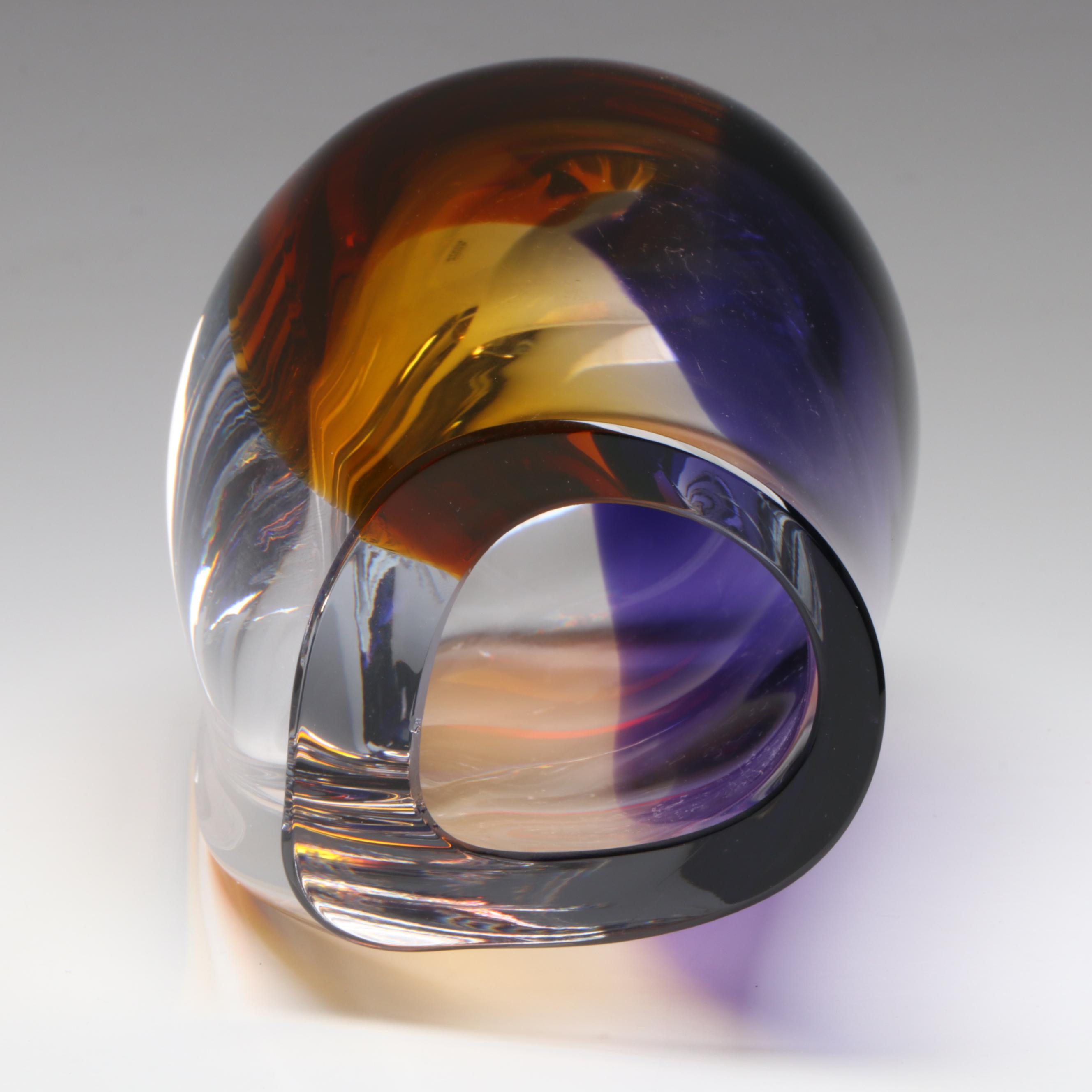 Göran Wärff for Kosta Boda "Orchid" Lilac and Amber Art Glass Vase