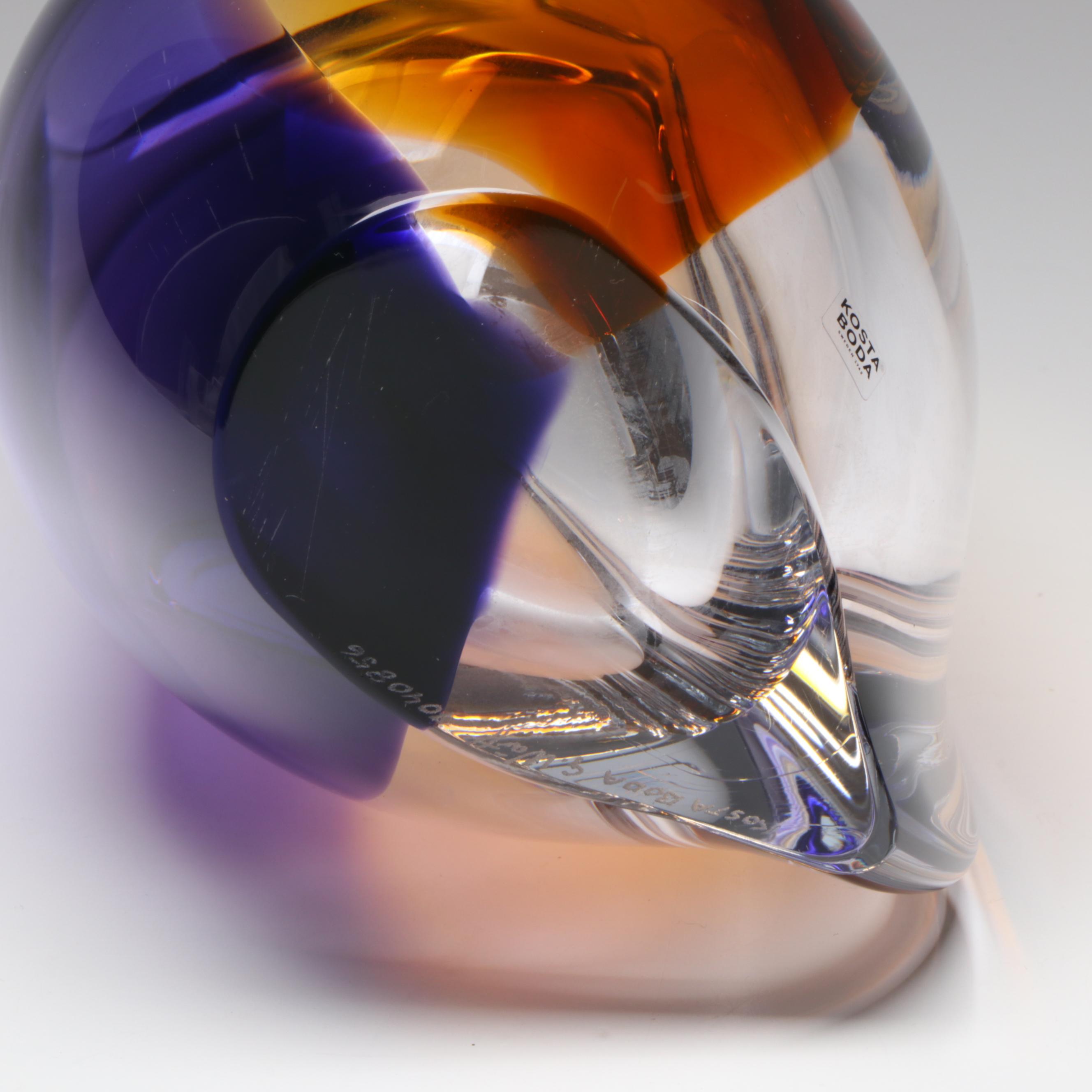 Göran Wärff for Kosta Boda "Orchid" Lilac and Amber Art Glass Vase