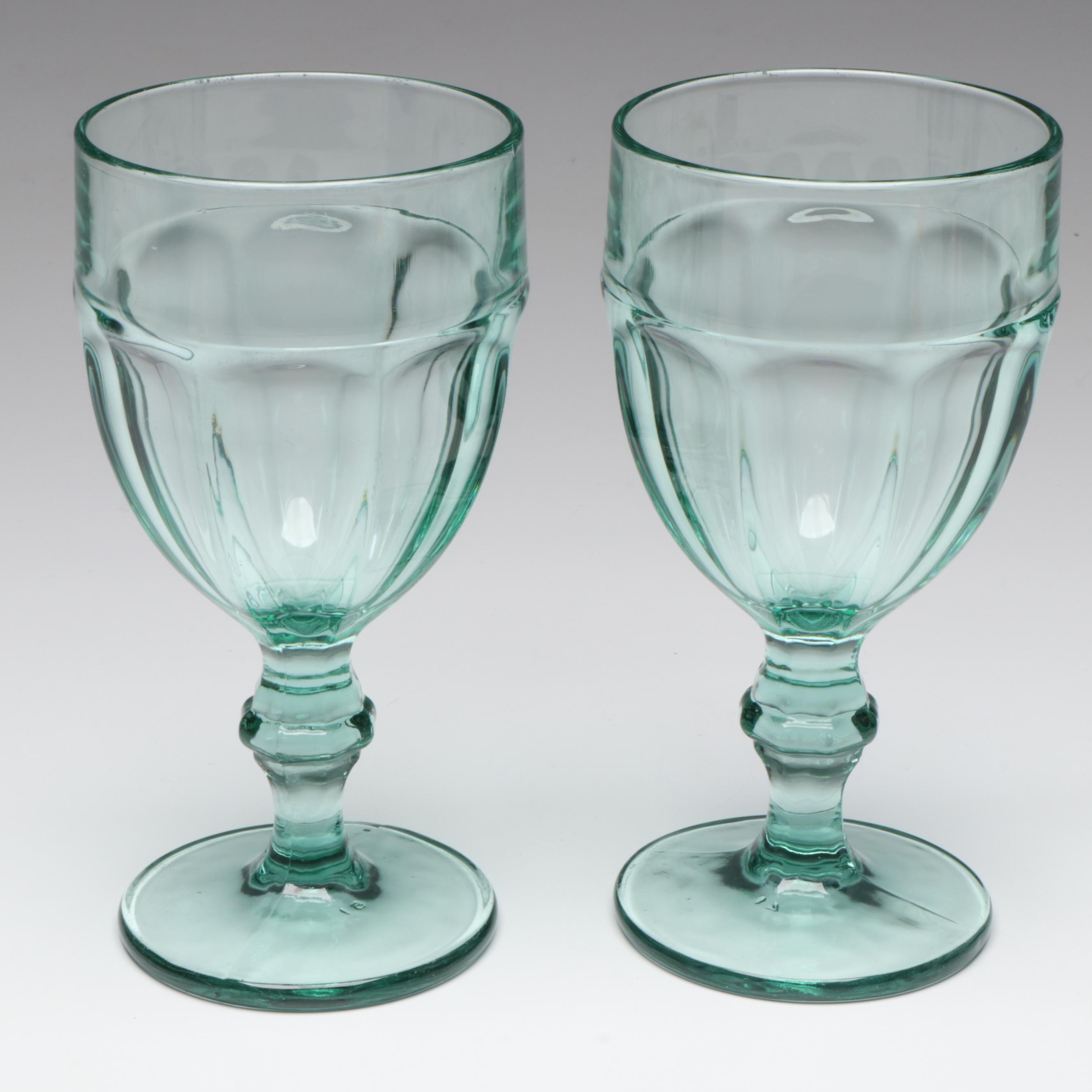 Libbey "Gibraltar" Goblets with Royal Doulton Seagull Pitcher