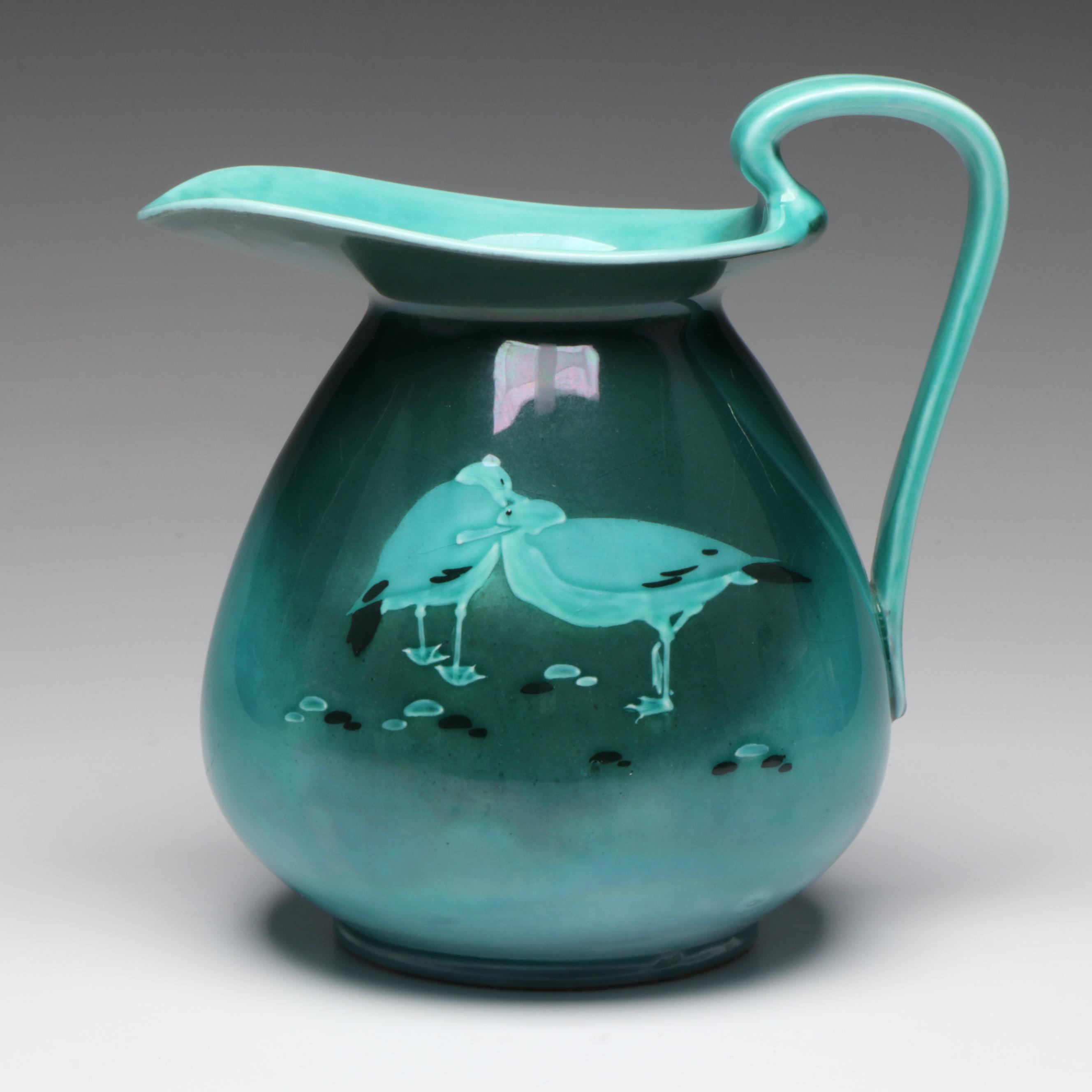 Libbey "Gibraltar" Goblets with Royal Doulton Seagull Pitcher