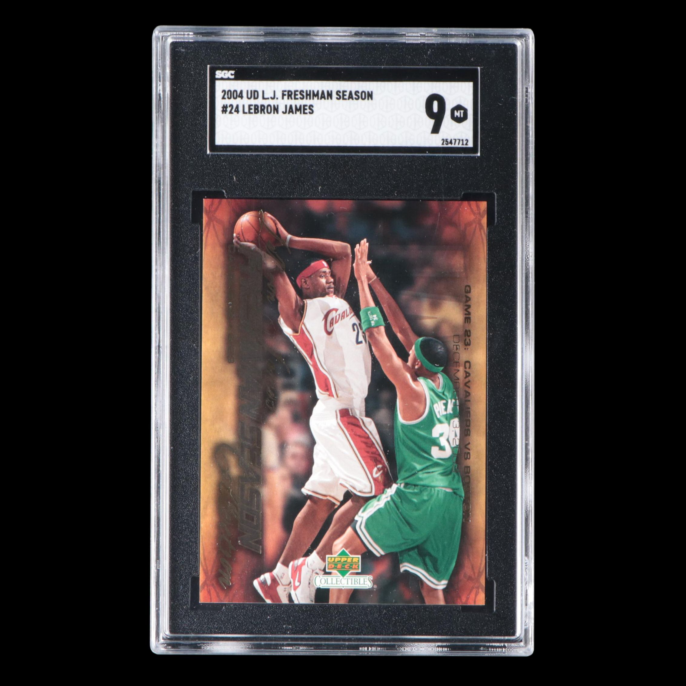 2004 Upper Deck L. J. Freshman Season LeBron James Card #24 Graded SGC 9