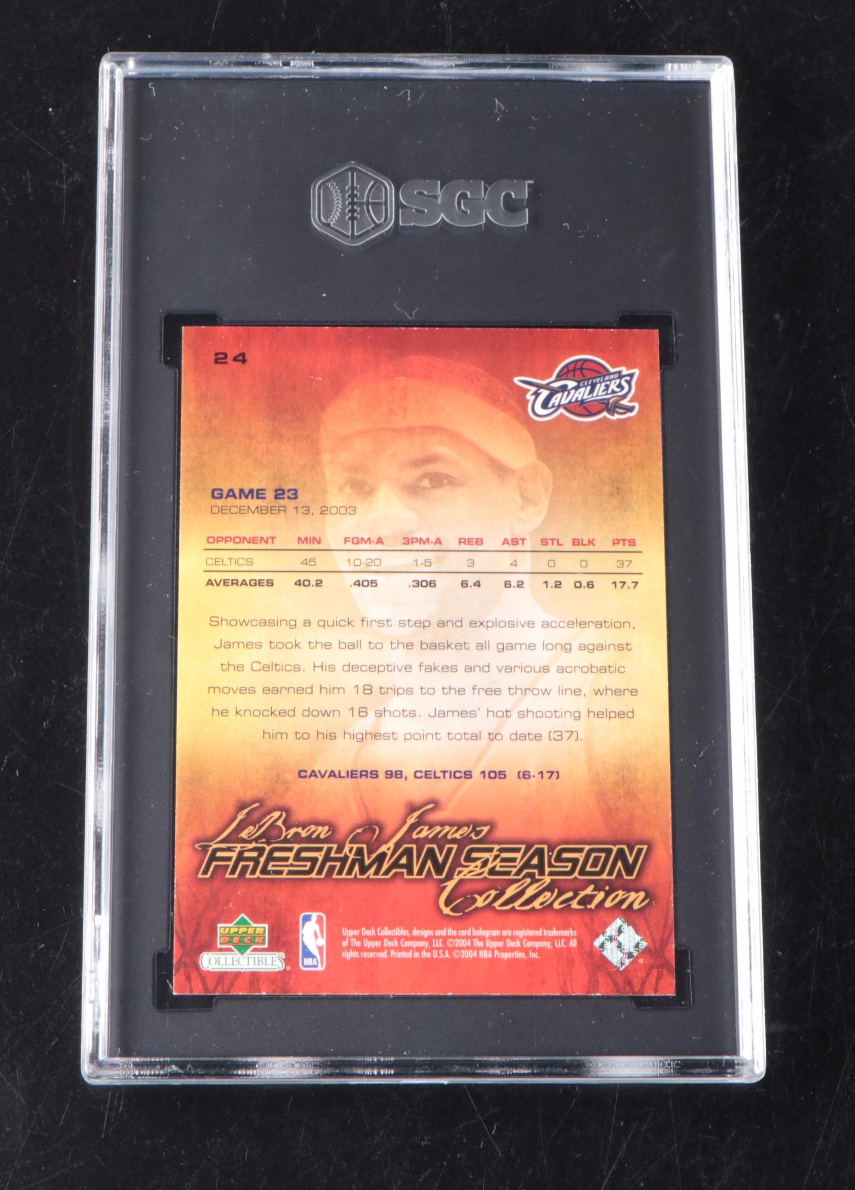 2004 Upper Deck L. J. Freshman Season LeBron James Card #24 Graded SGC 9