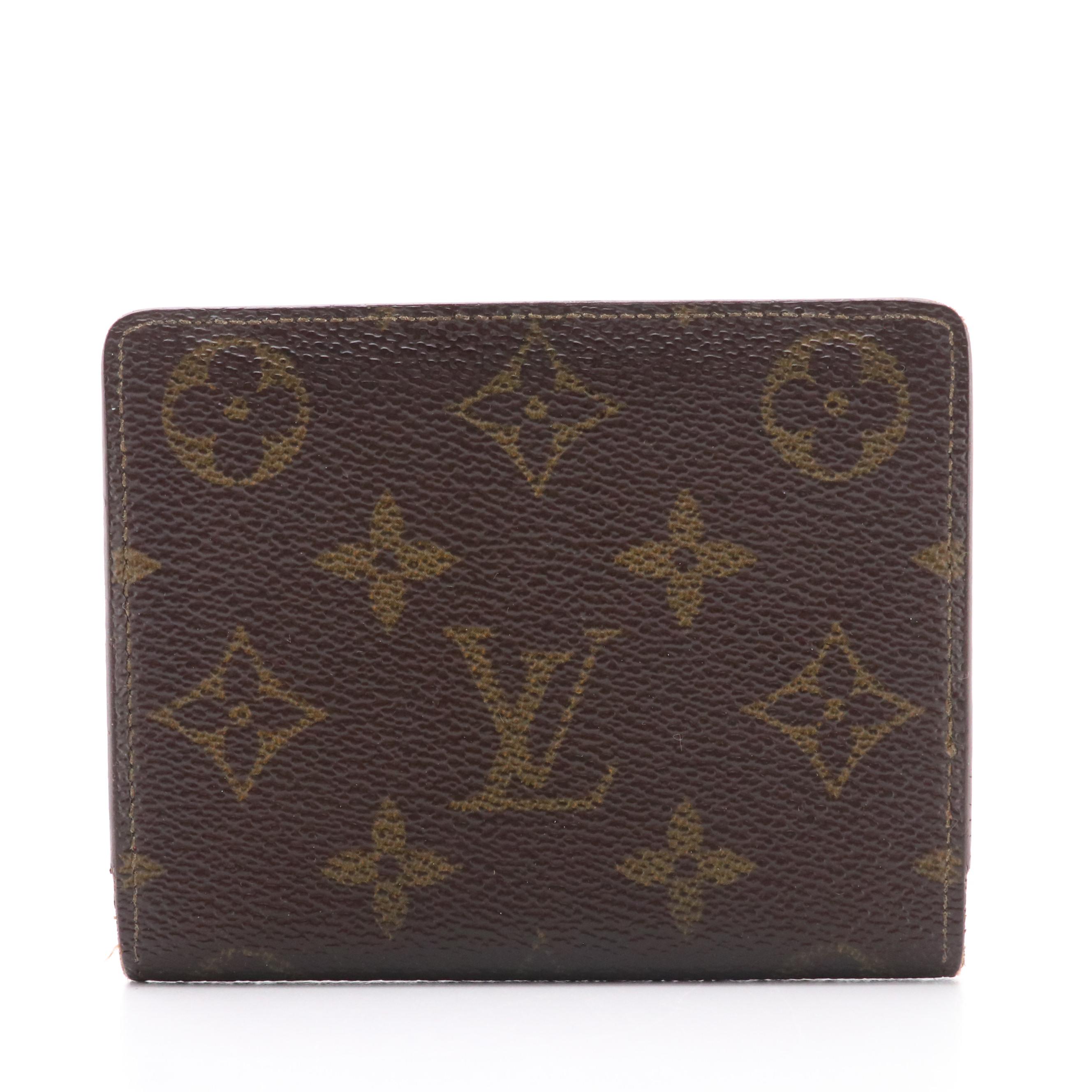 Louis Vuitton Bifold Compact Wallet/Card Holder in Monogram Canvas and Leather