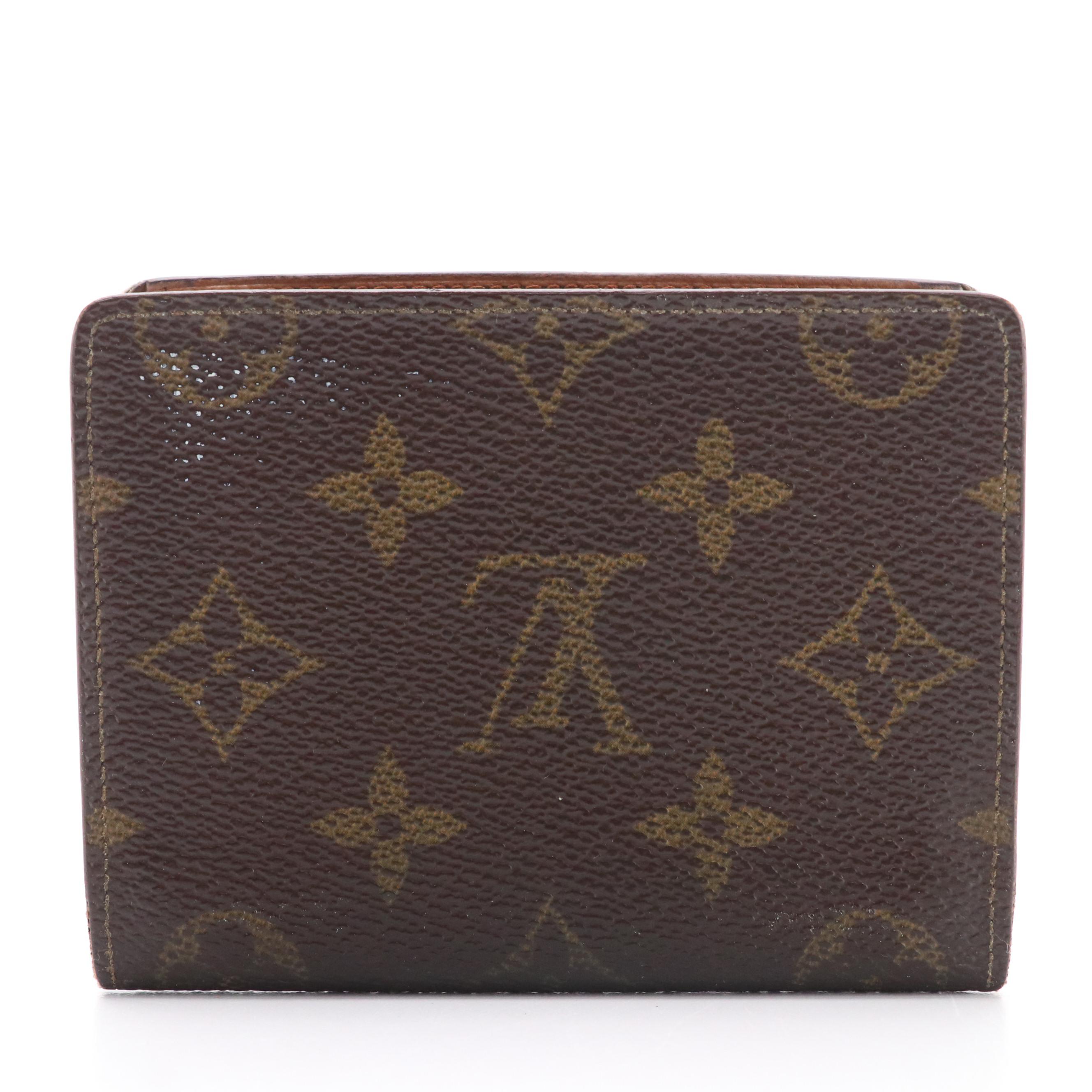 Louis Vuitton Bifold Compact Wallet/Card Holder in Monogram Canvas and Leather