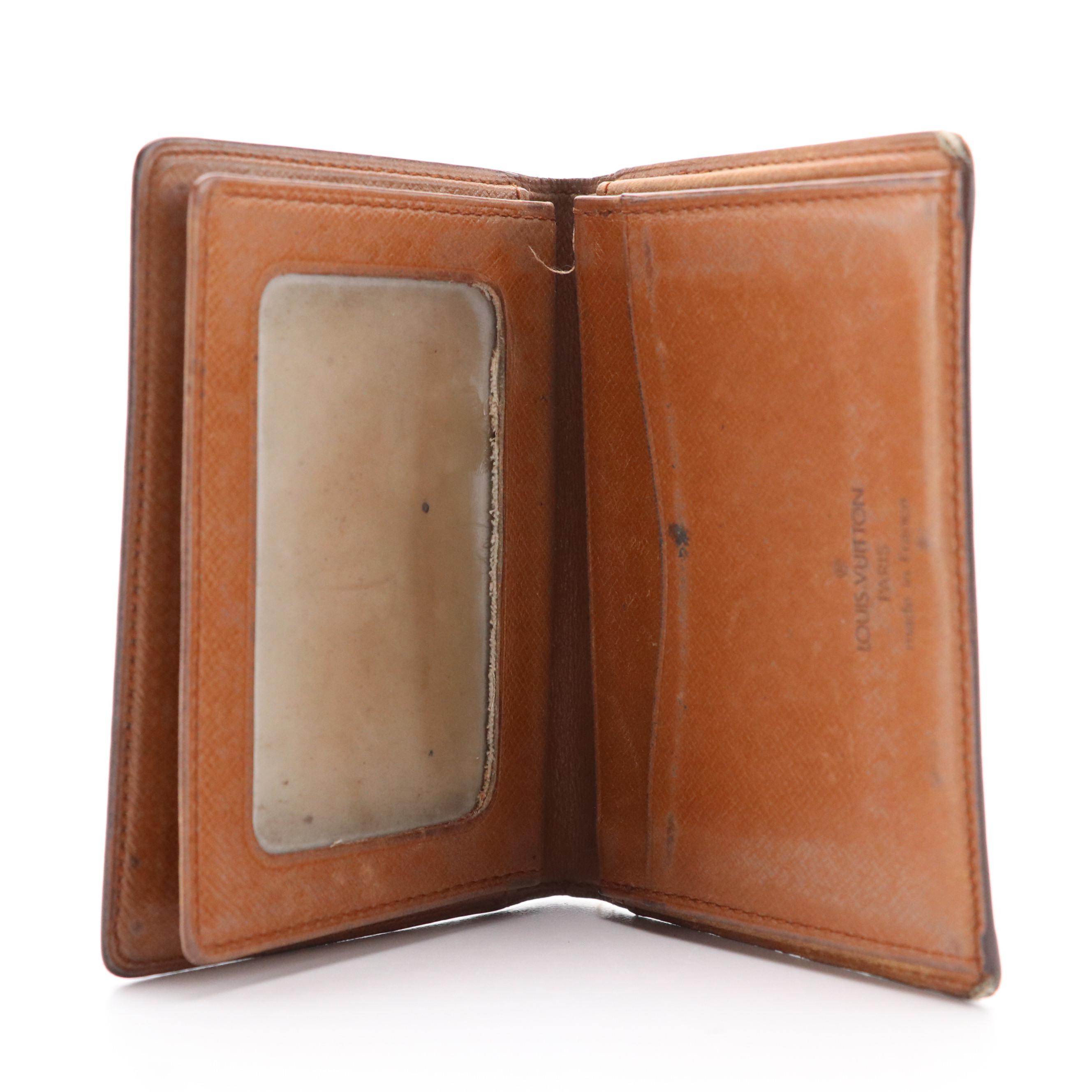 Louis Vuitton Bifold Compact Wallet/Card Holder in Monogram Canvas and Leather