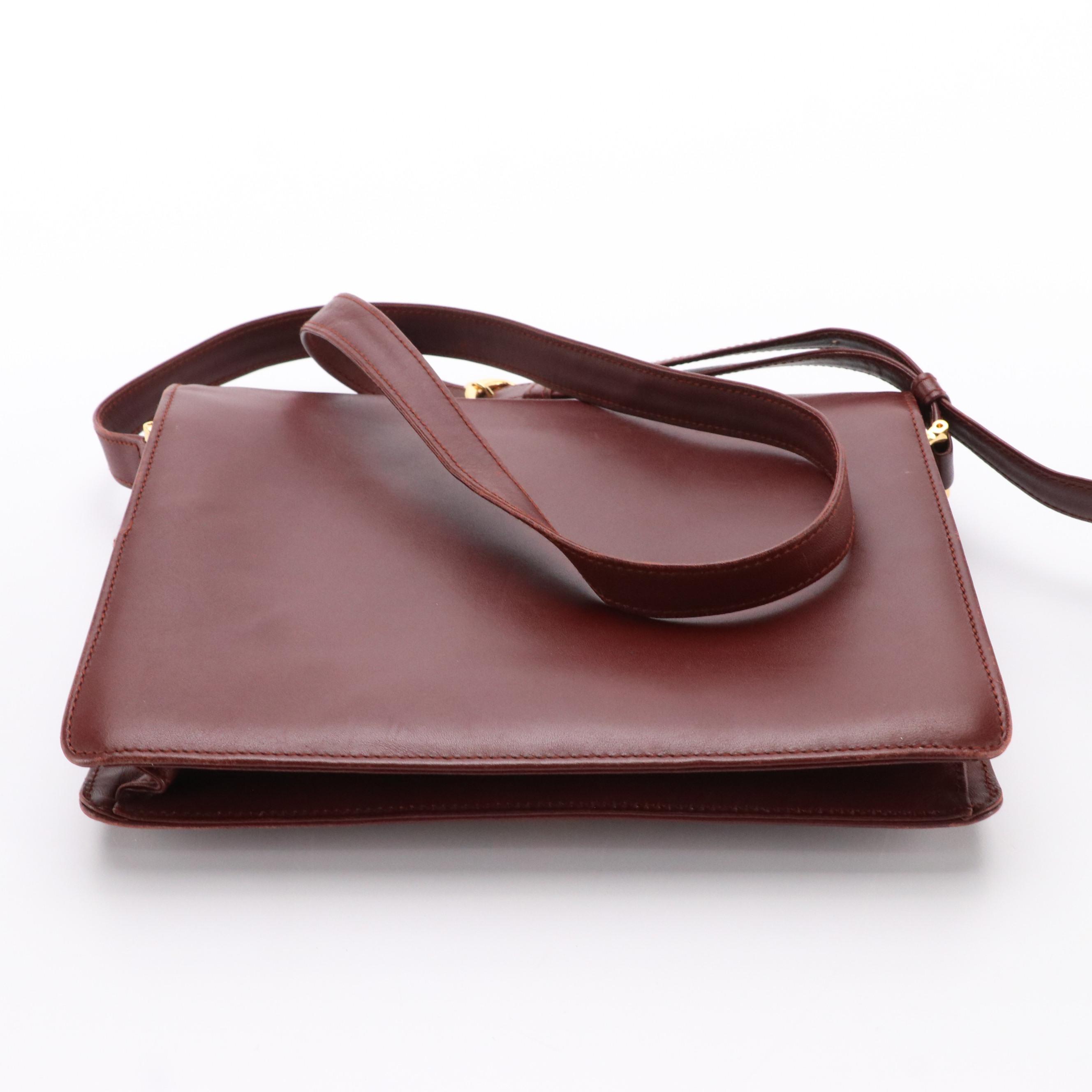 Cartier Must de Cartier Burgundy Leather Envelope Flap Shoulder Bag