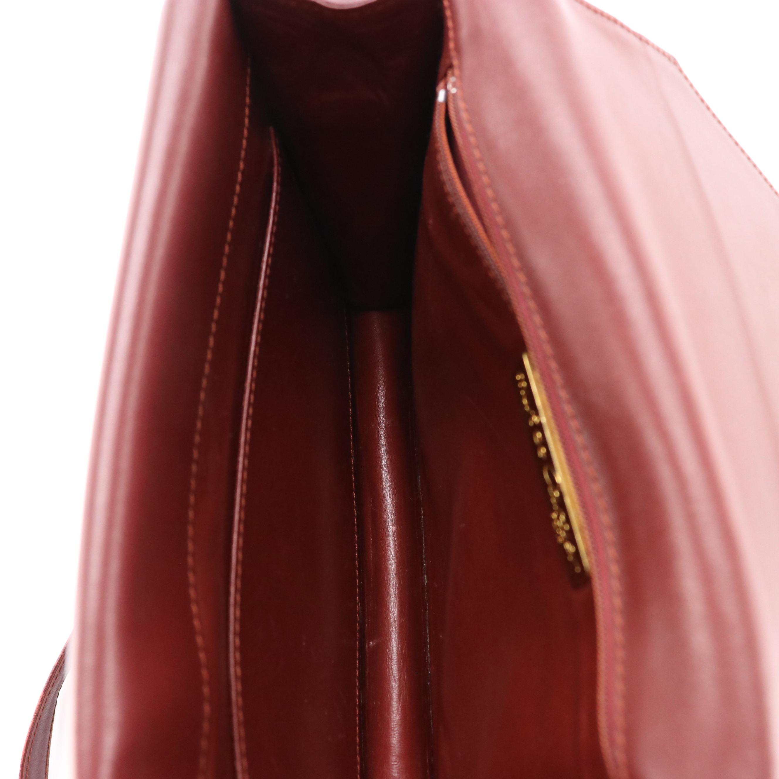 Cartier Must de Cartier Burgundy Leather Envelope Flap Shoulder Bag