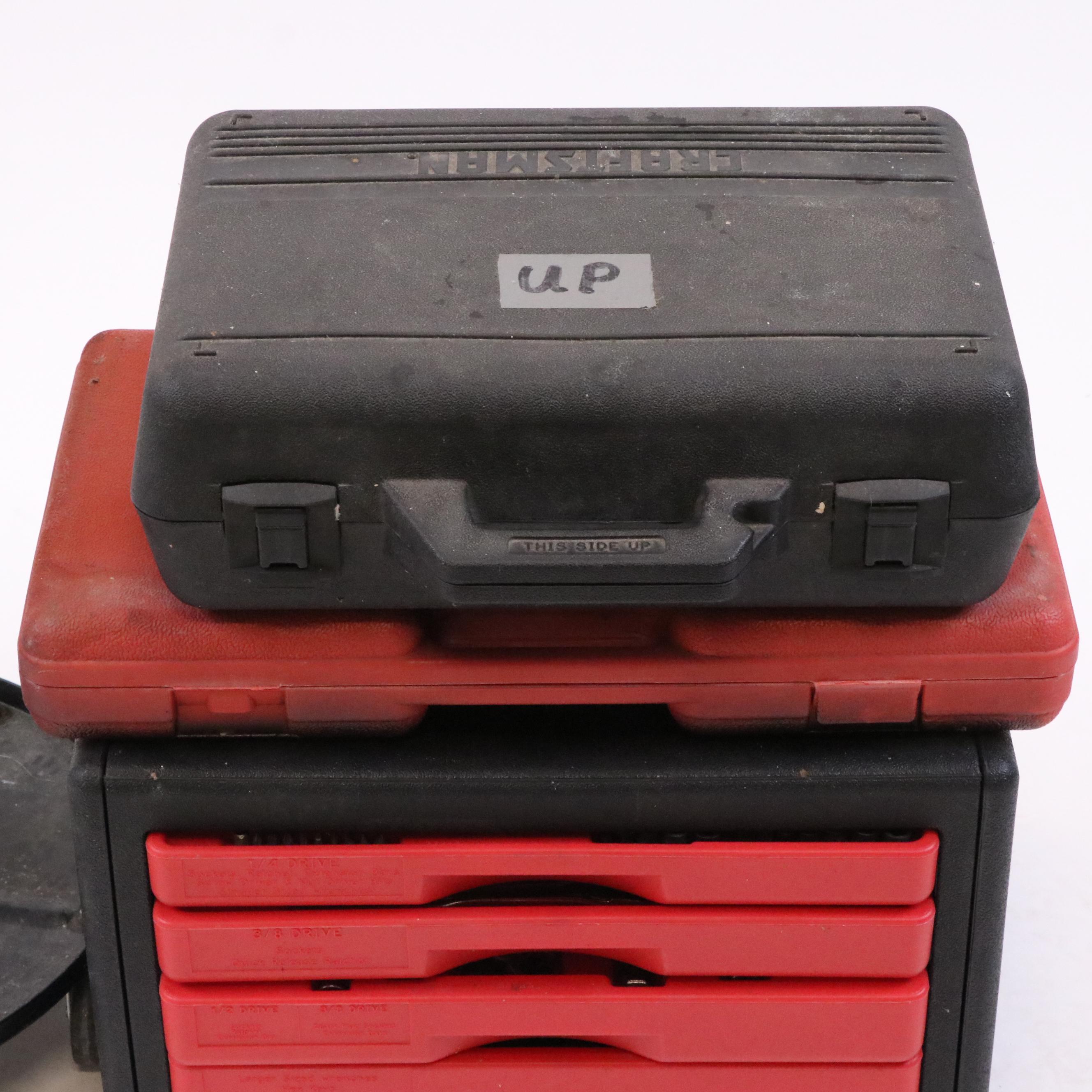 Craftsman Mechanics Tool Sets with Cases and Husky Pneumatic Stool