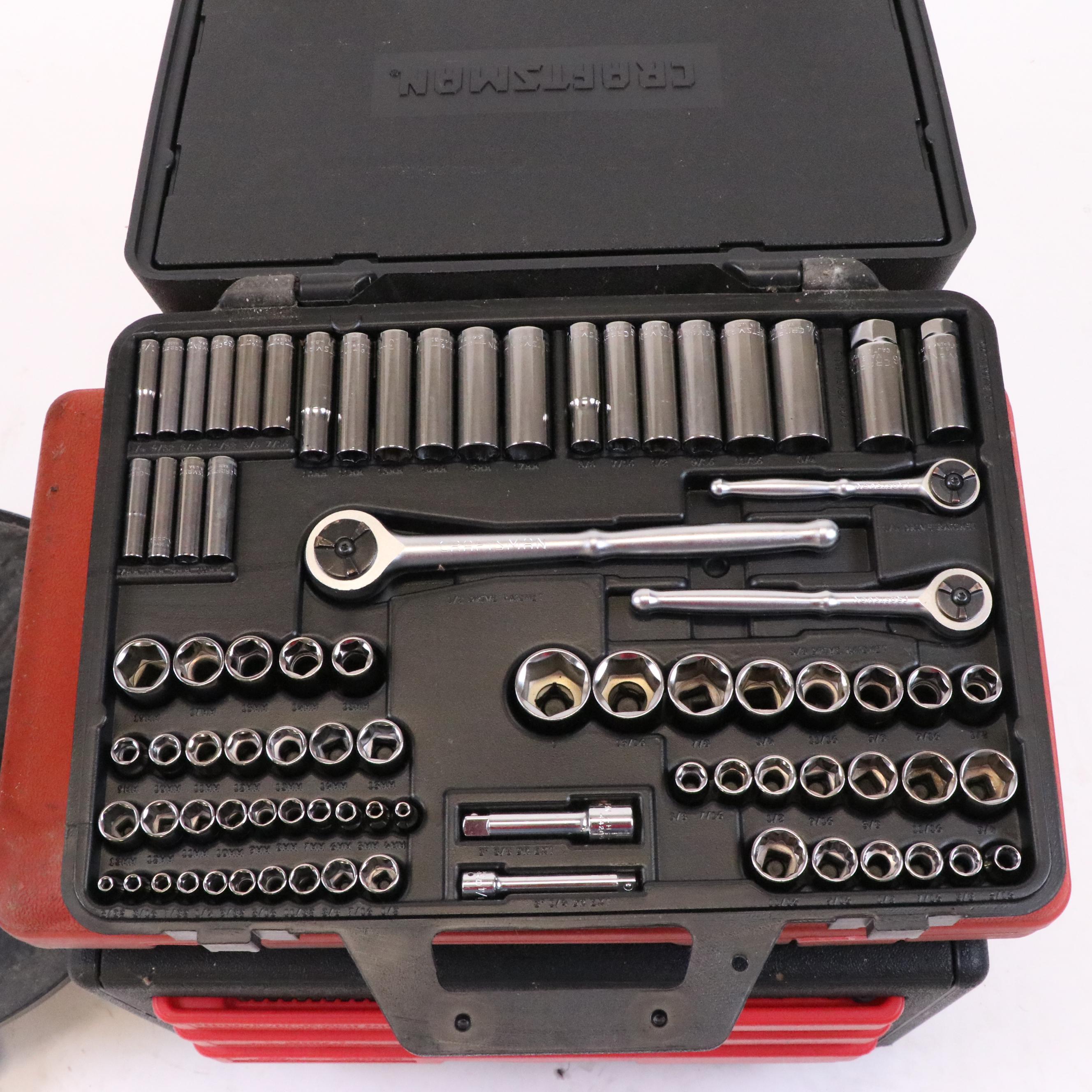 Craftsman Mechanics Tool Sets with Cases and Husky Pneumatic Stool