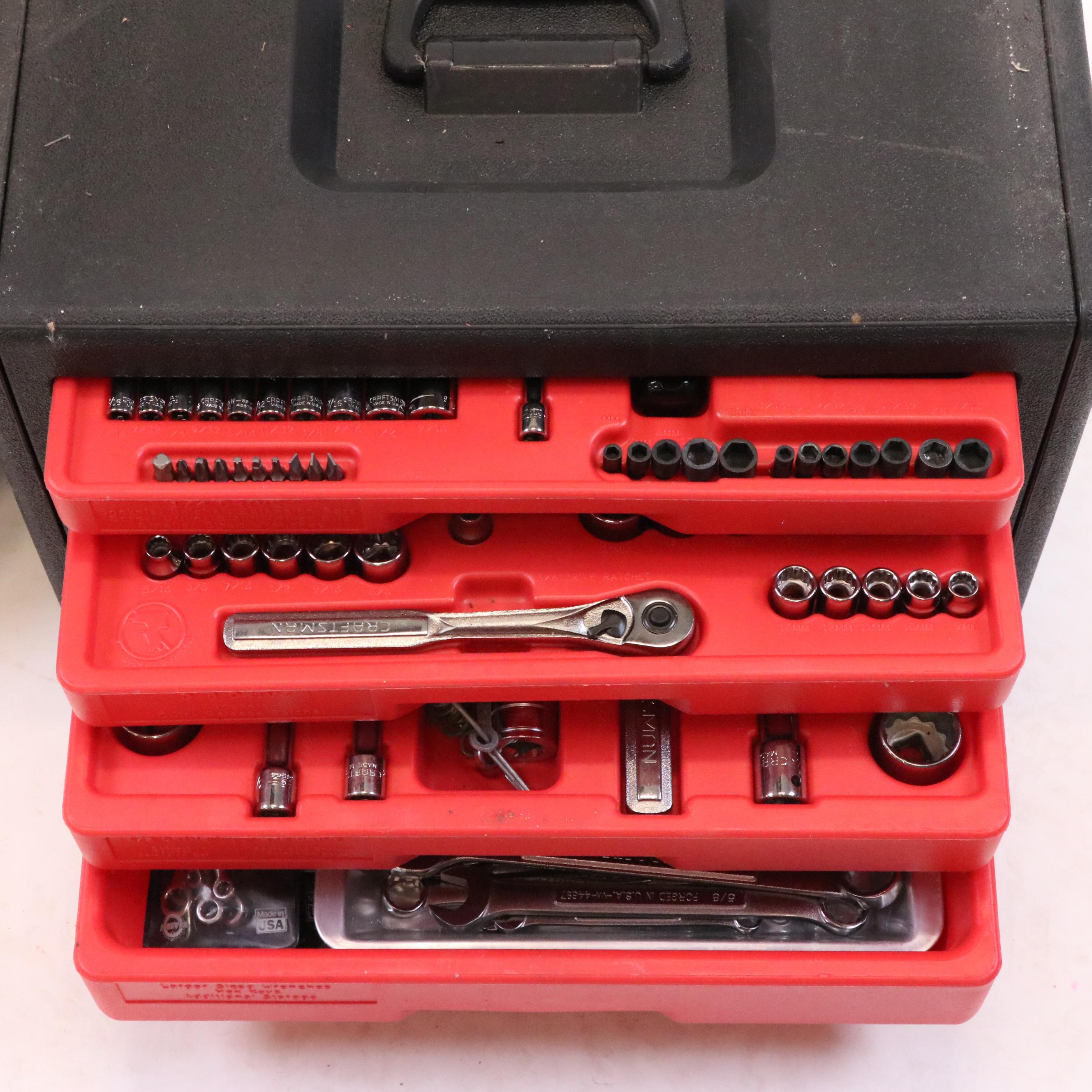 Craftsman Mechanics Tool Sets with Cases and Husky Pneumatic Stool