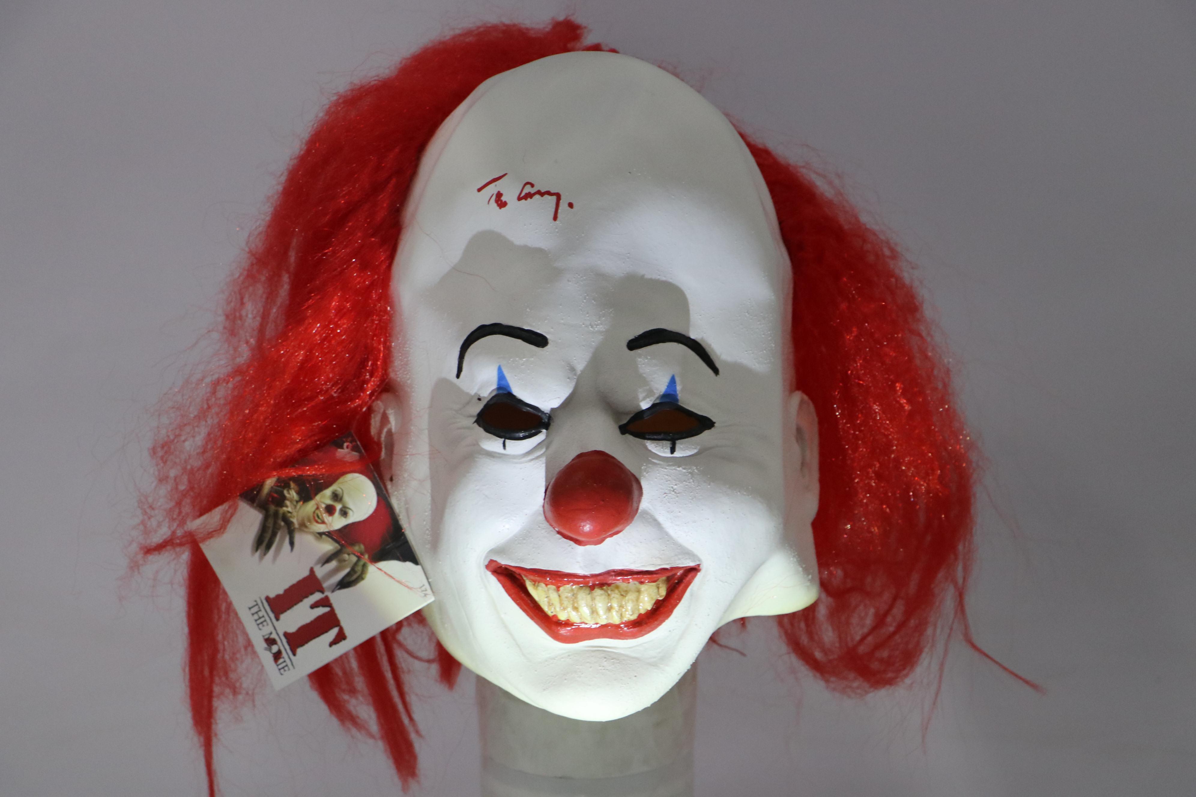 Tim Curry Signed "IT" Clown Mask, Beckett