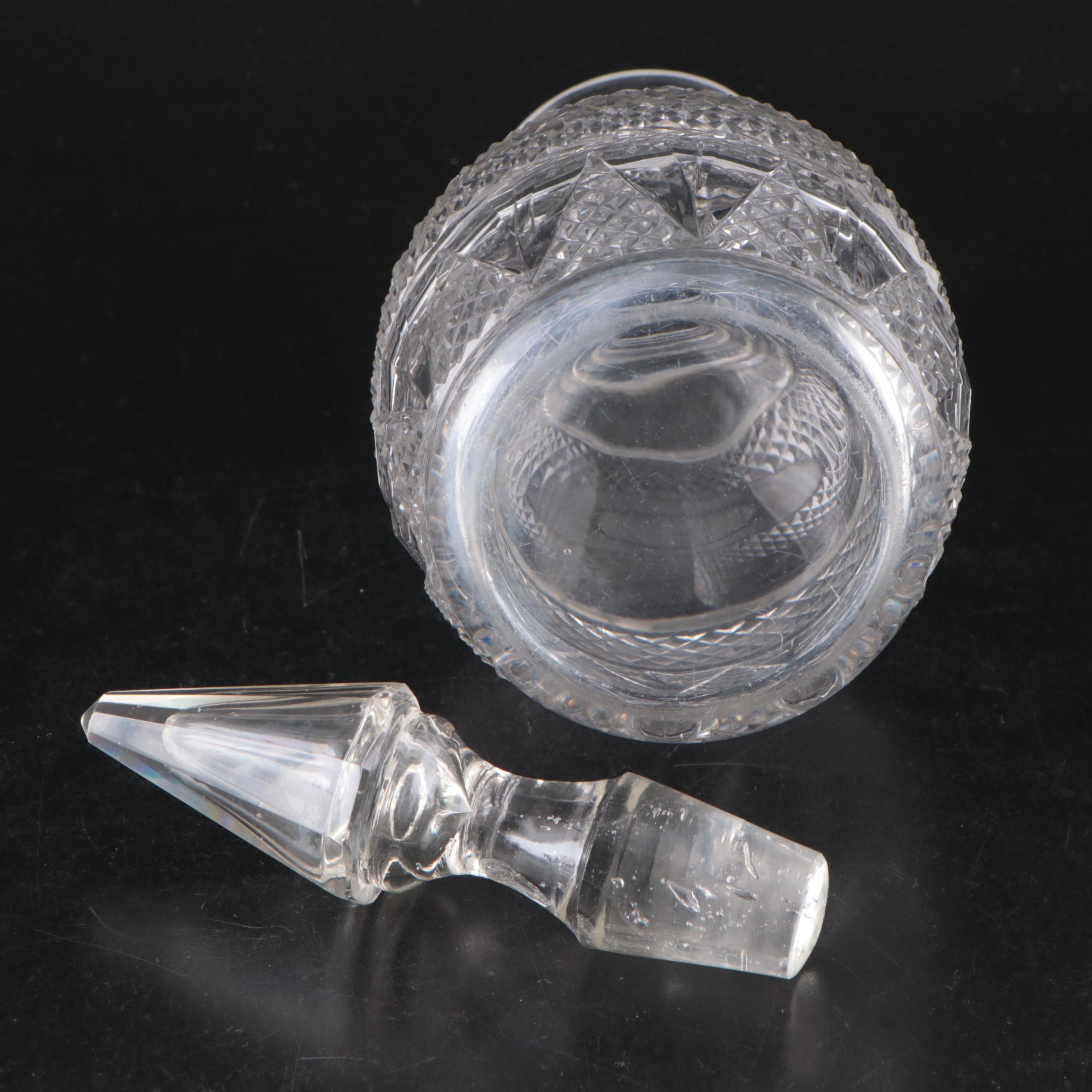 Georgian Style Cut Glass Decanter with Cordial Glasses