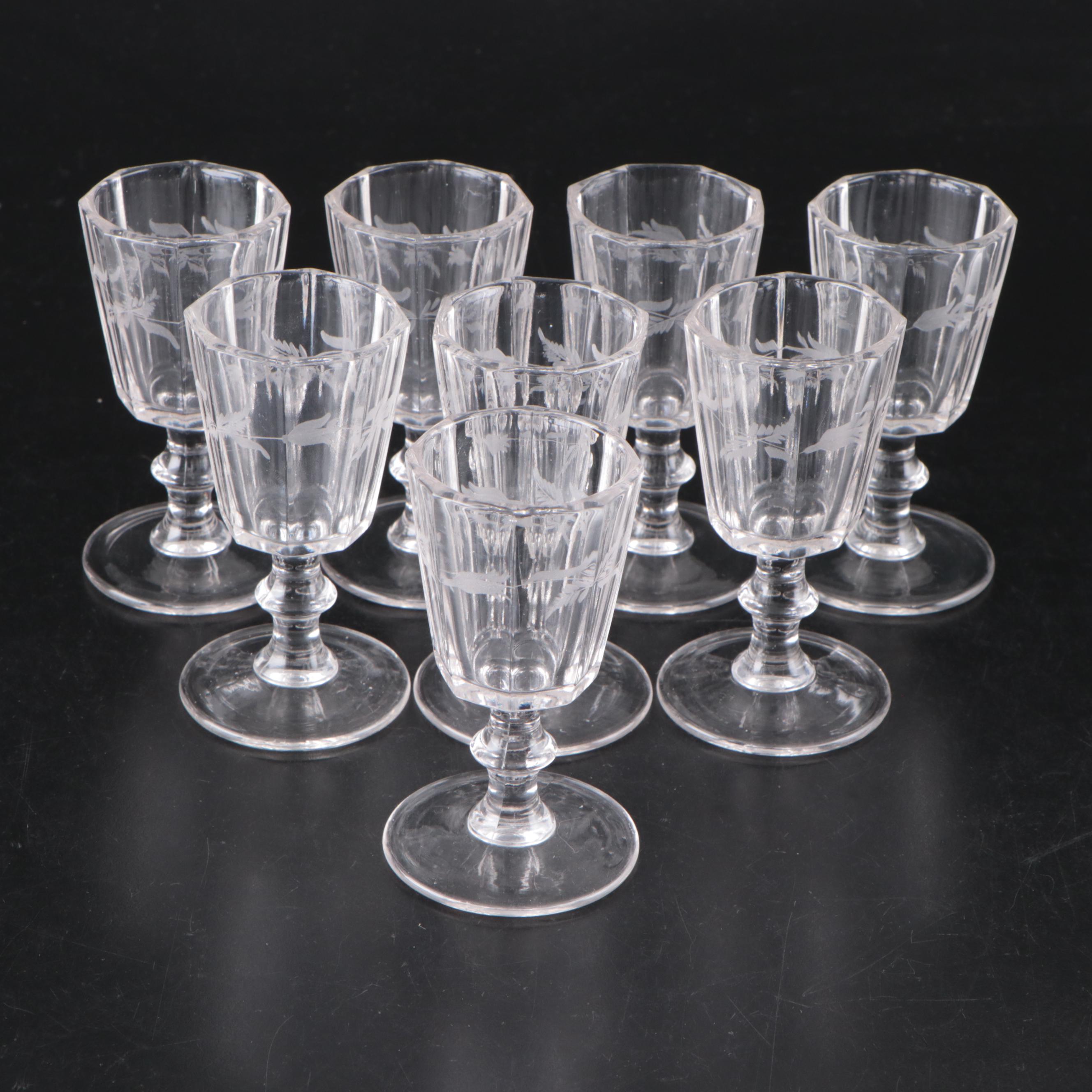 Georgian Style Cut Glass Decanter with Cordial Glasses