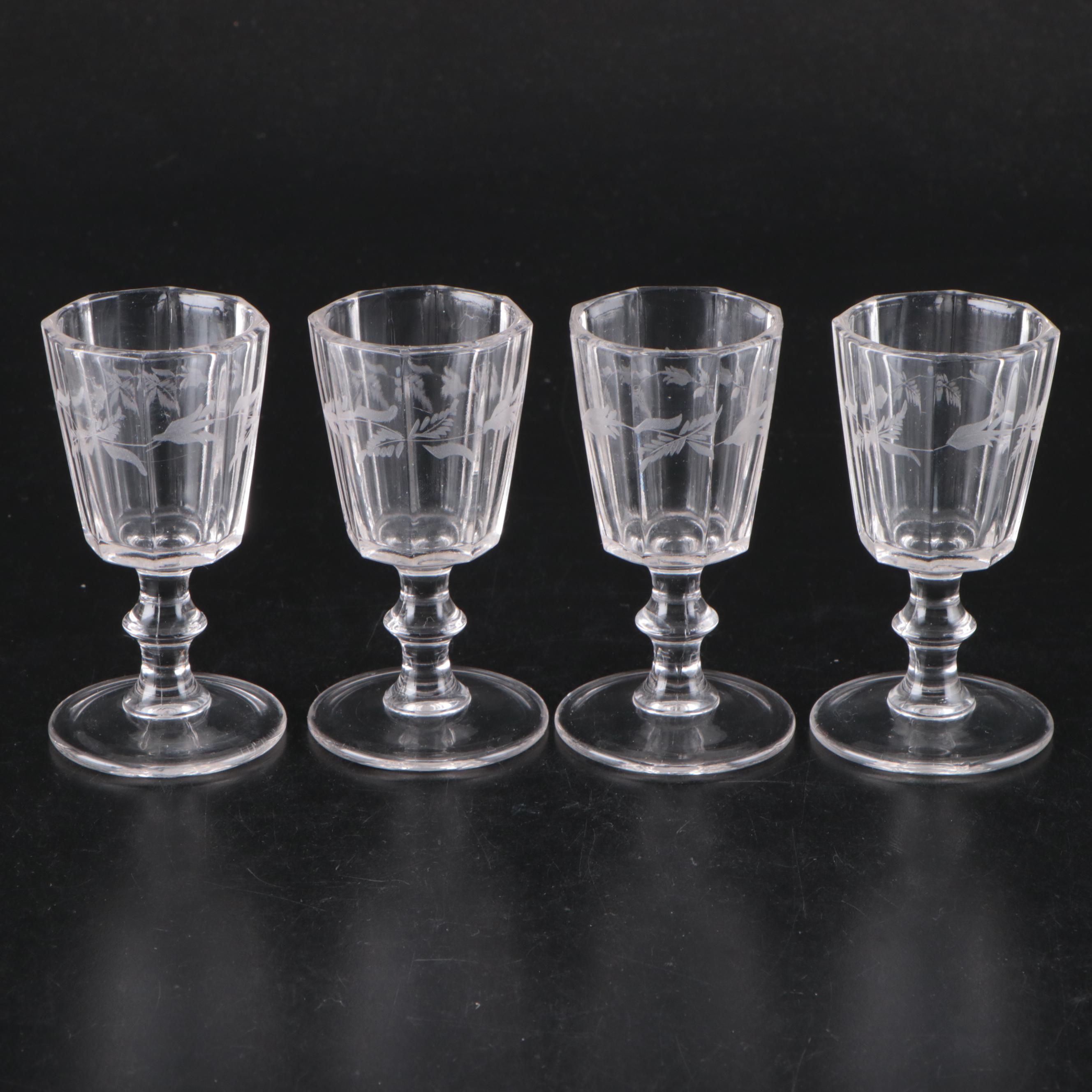 Georgian Style Cut Glass Decanter with Cordial Glasses