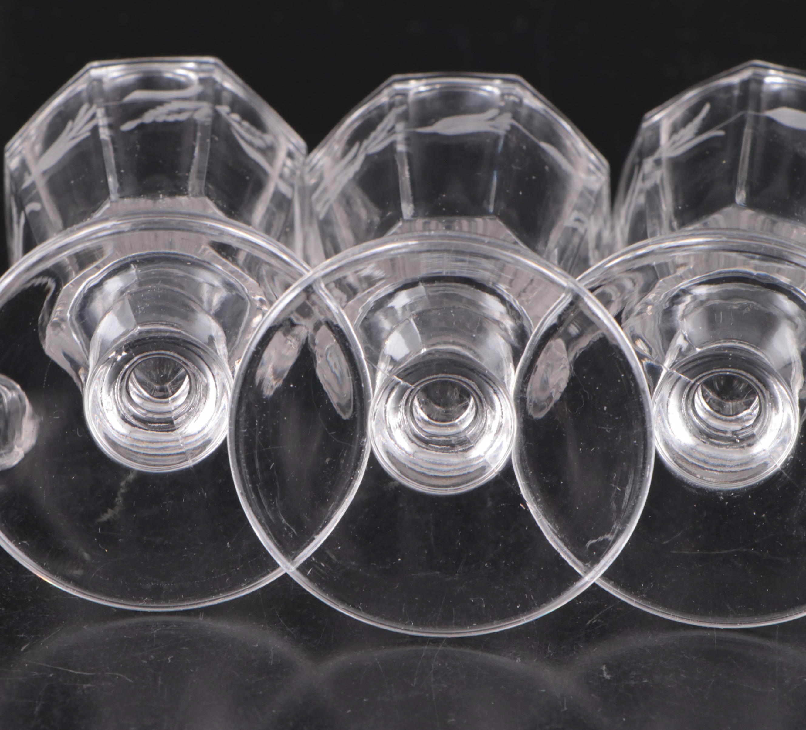 Georgian Style Cut Glass Decanter with Cordial Glasses