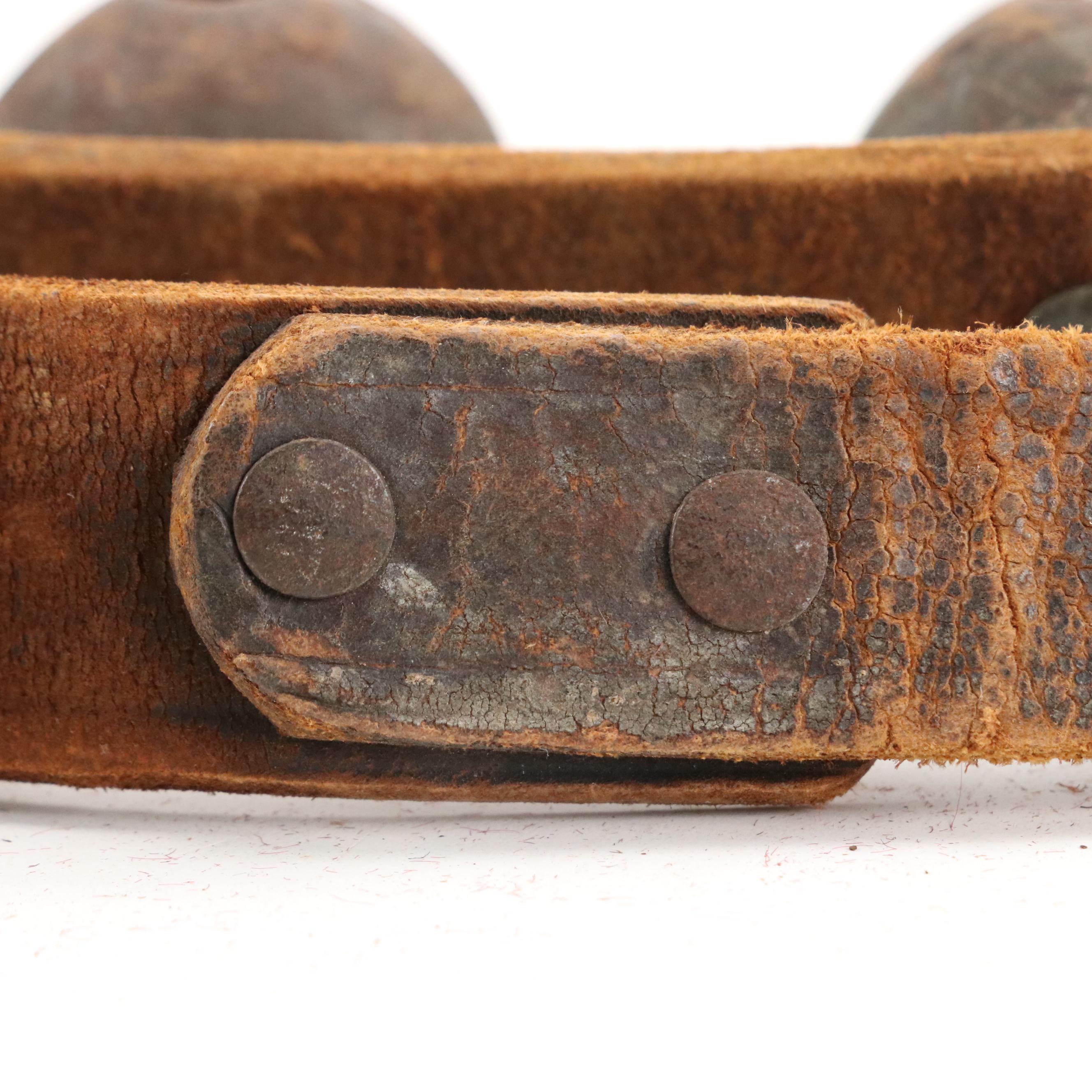 Brass Harness Sleigh Bells on Leather Straps with Elephant Bells