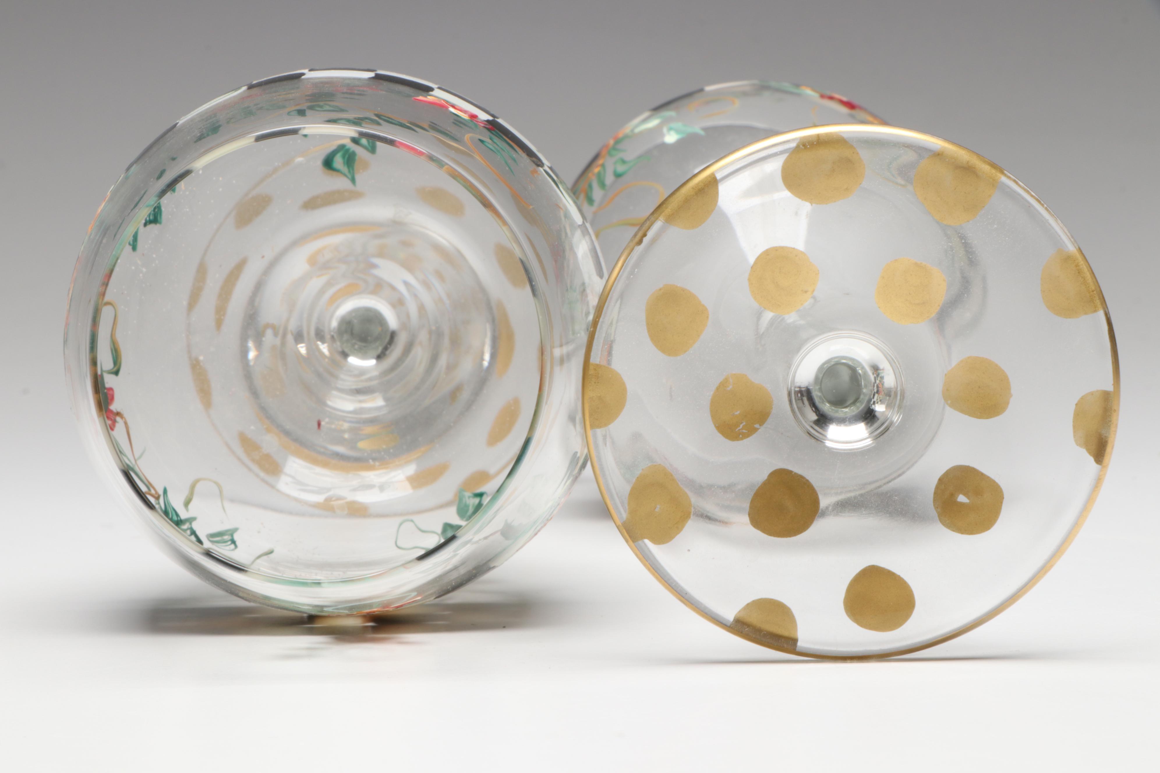 Glass Wine Glasses with Wooden Bowl and Woven Tray