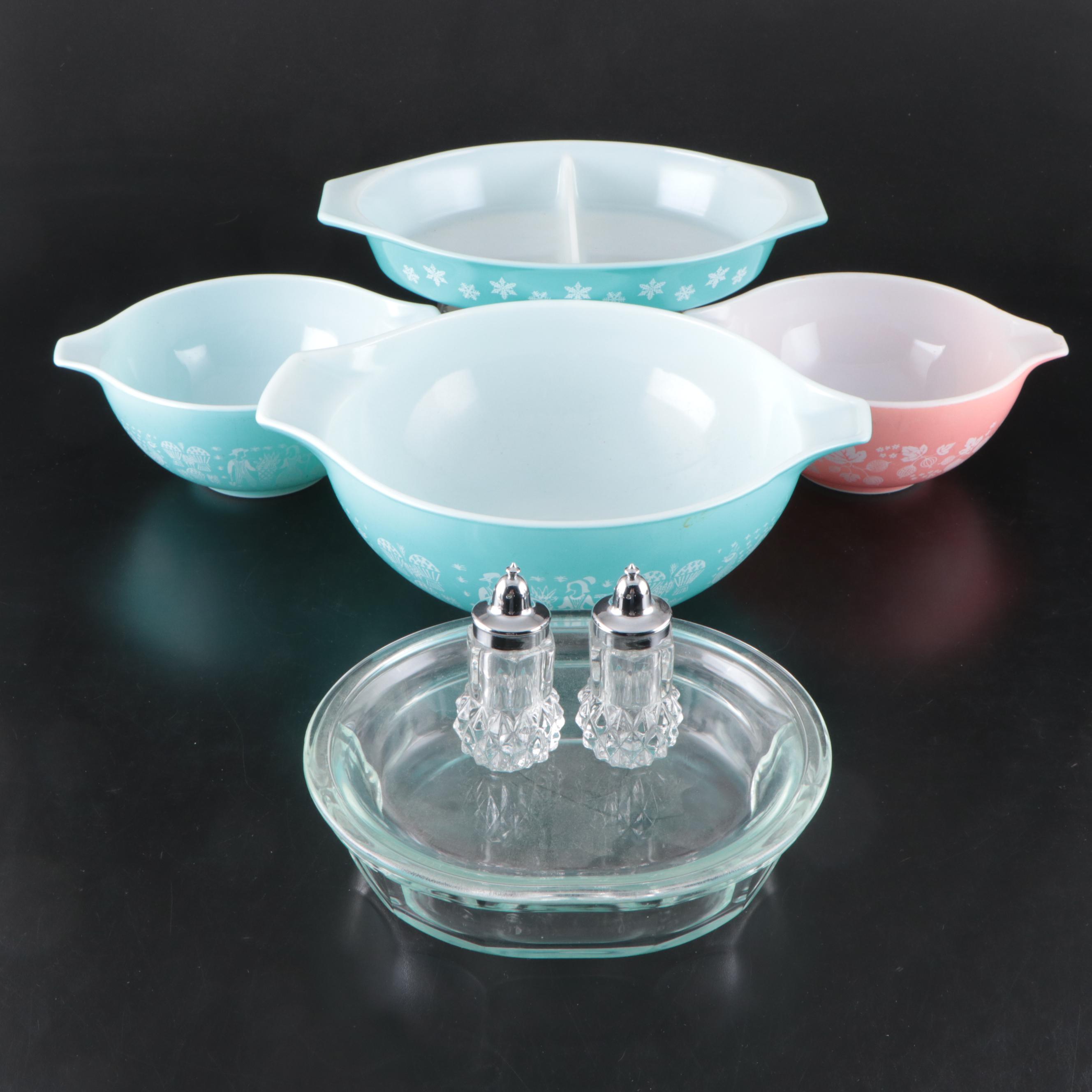 Pyrex Cinderella Bowls and Divided Casserole with Other Serving Pieces