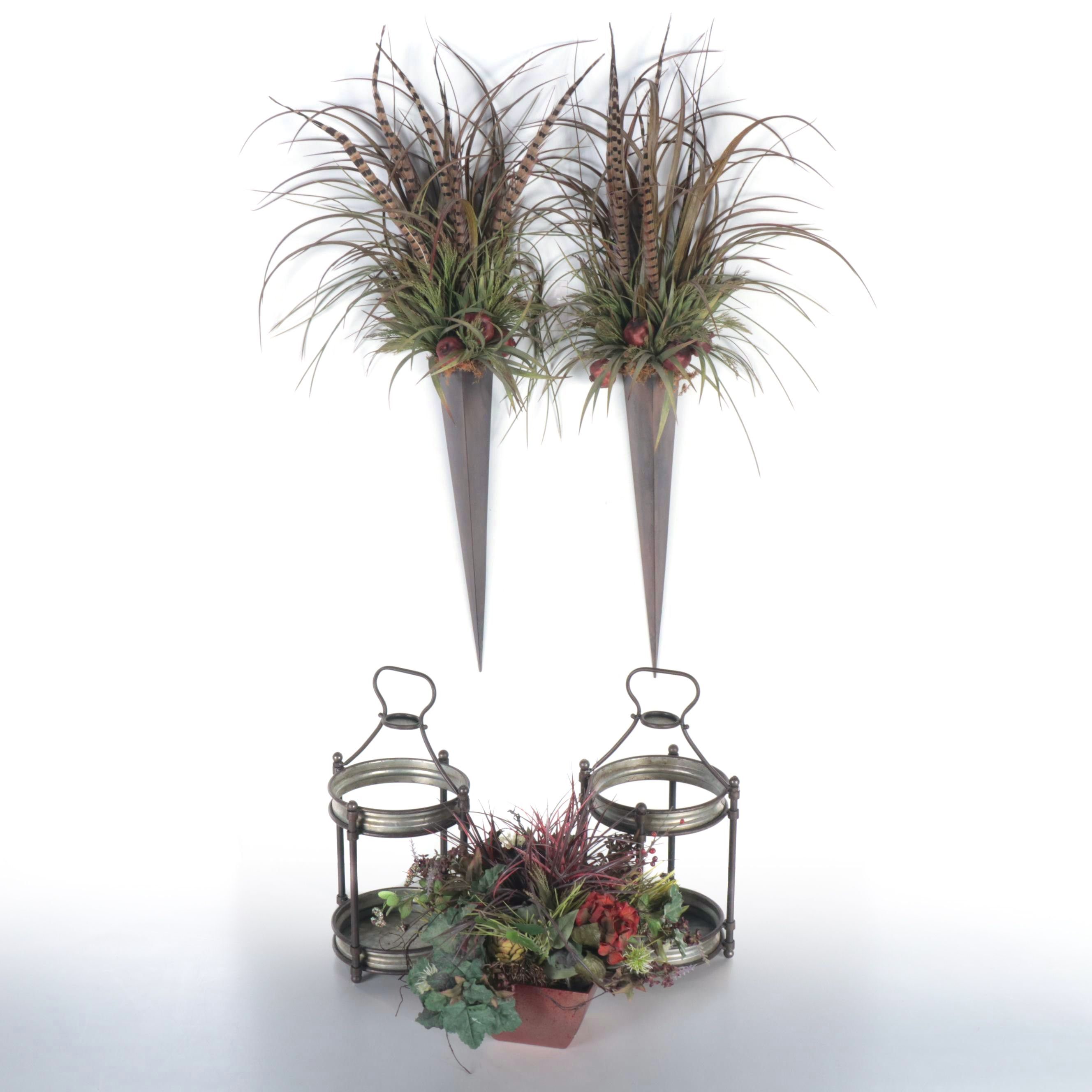 Artificial Greenery Arrangements with Decorative Lanterns