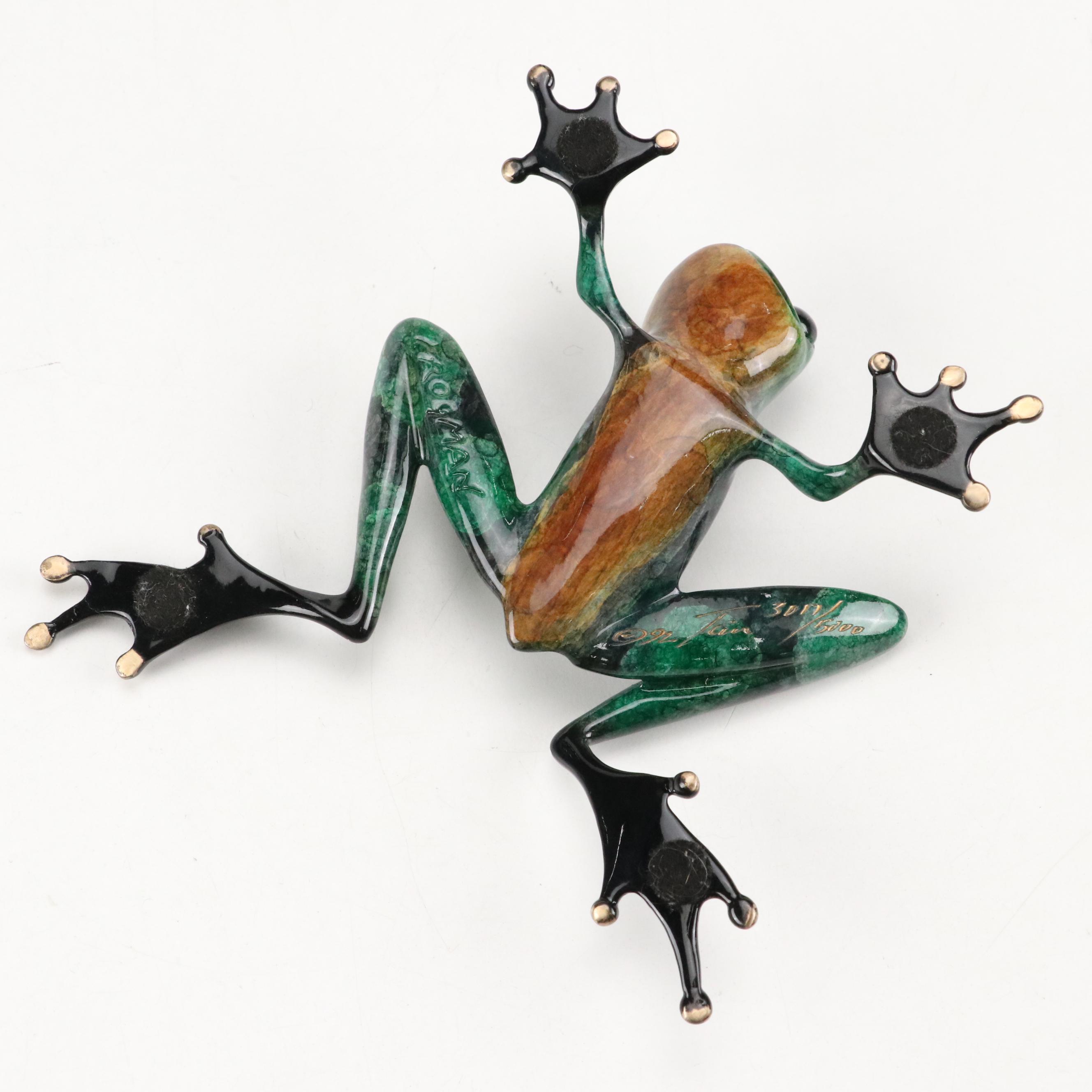 Tim Cotterill "Frogman" Limited Edition Enameled Bronze Frog Sculpture, 1992