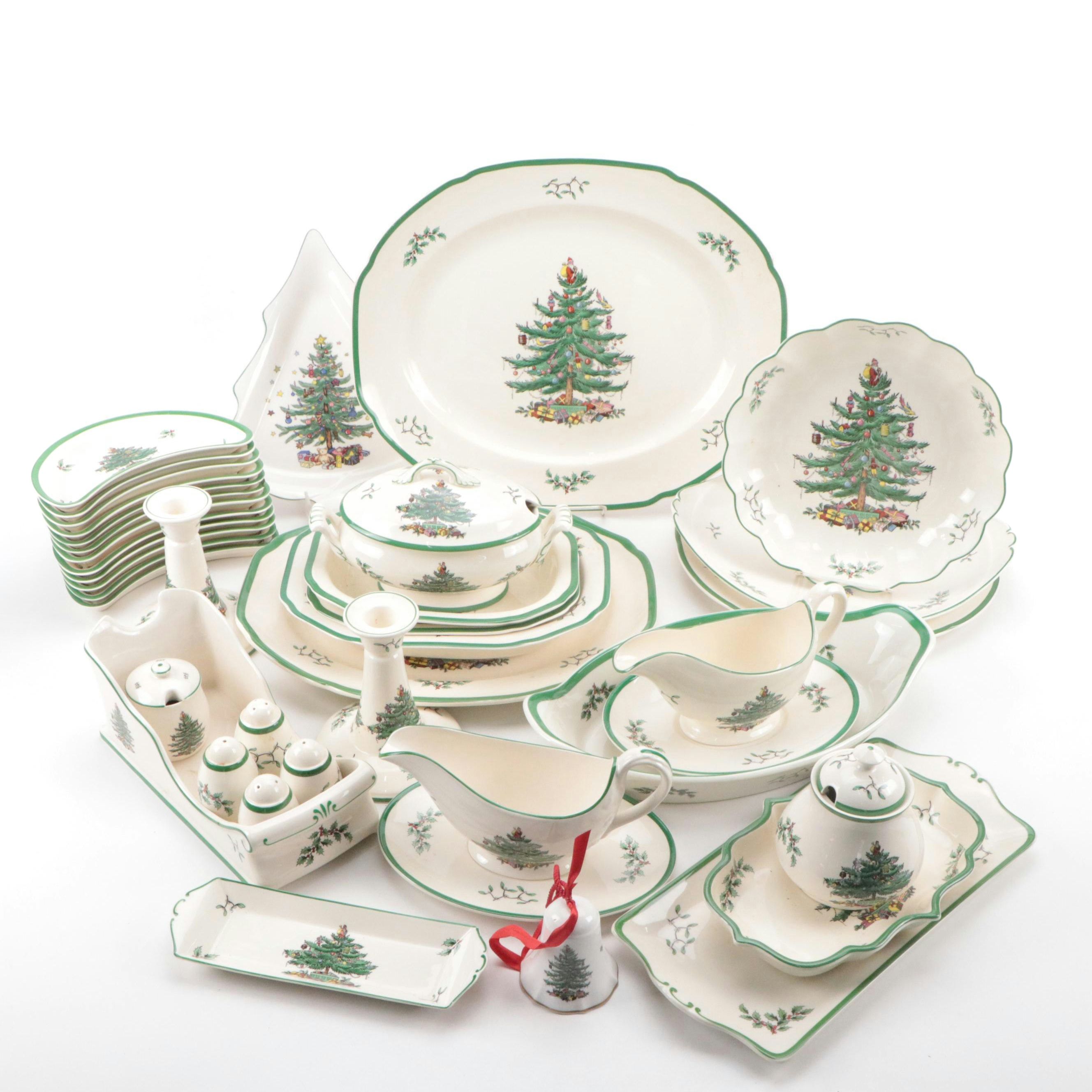 Spode "Christmas Tree" Ceramic Serving Platters, Bowls and Table Accessories