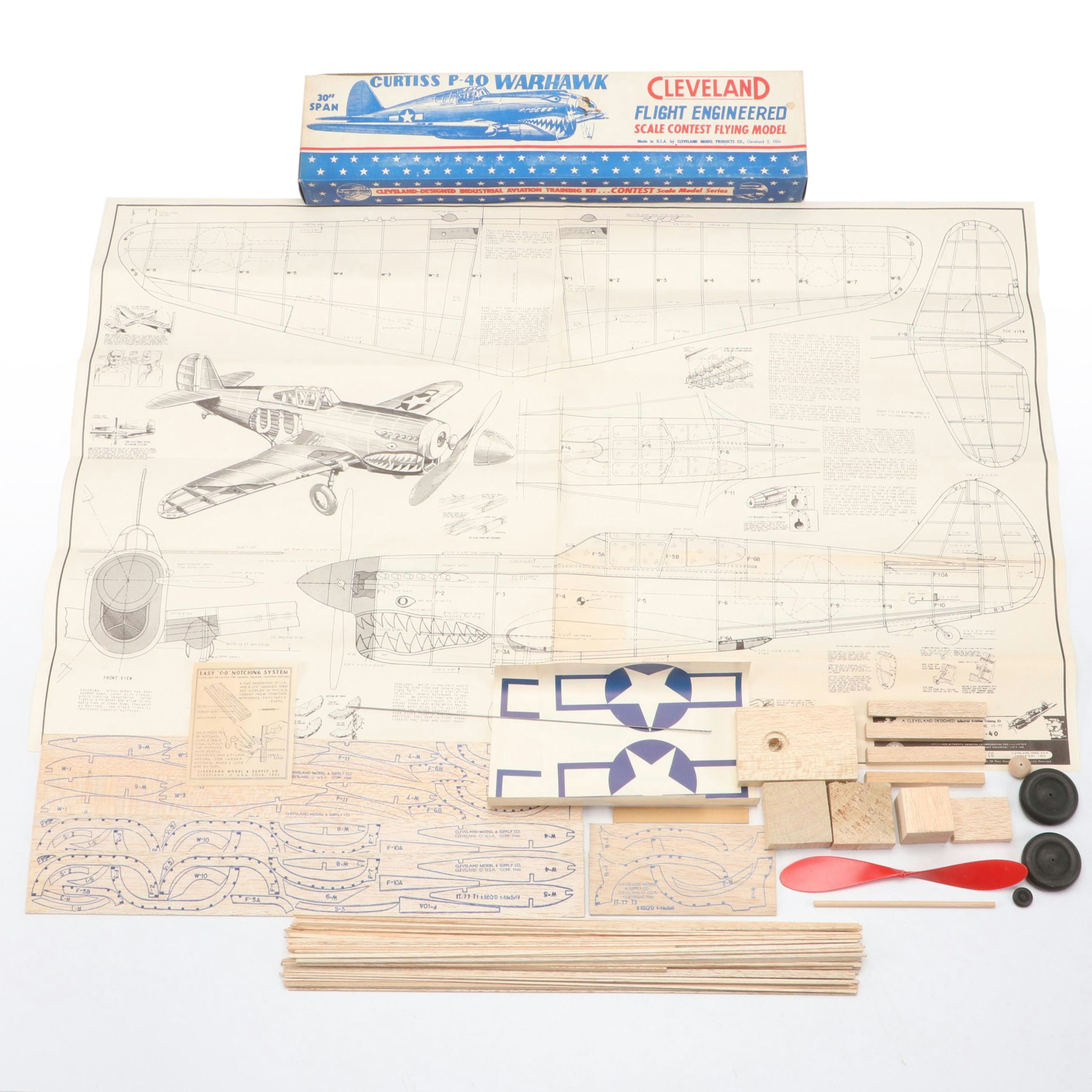 Cleveland "Curtiss Warhawk P-40" Airplane Model Kit, 1959