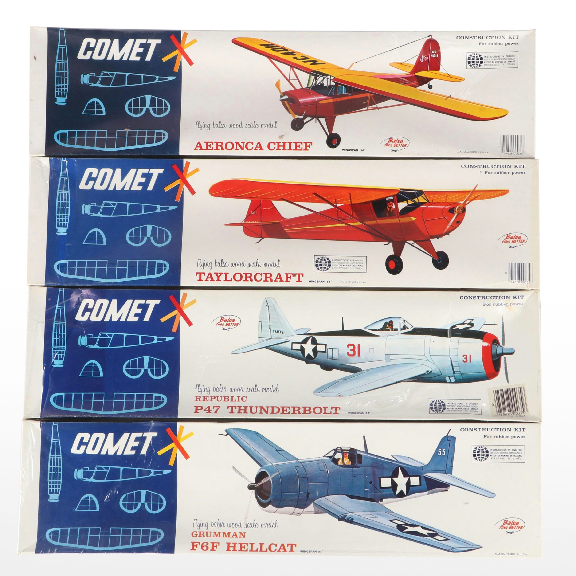 Comet "Grumman F6F Hellcat," "Aeronca Chief" and More Airplane Model Kits