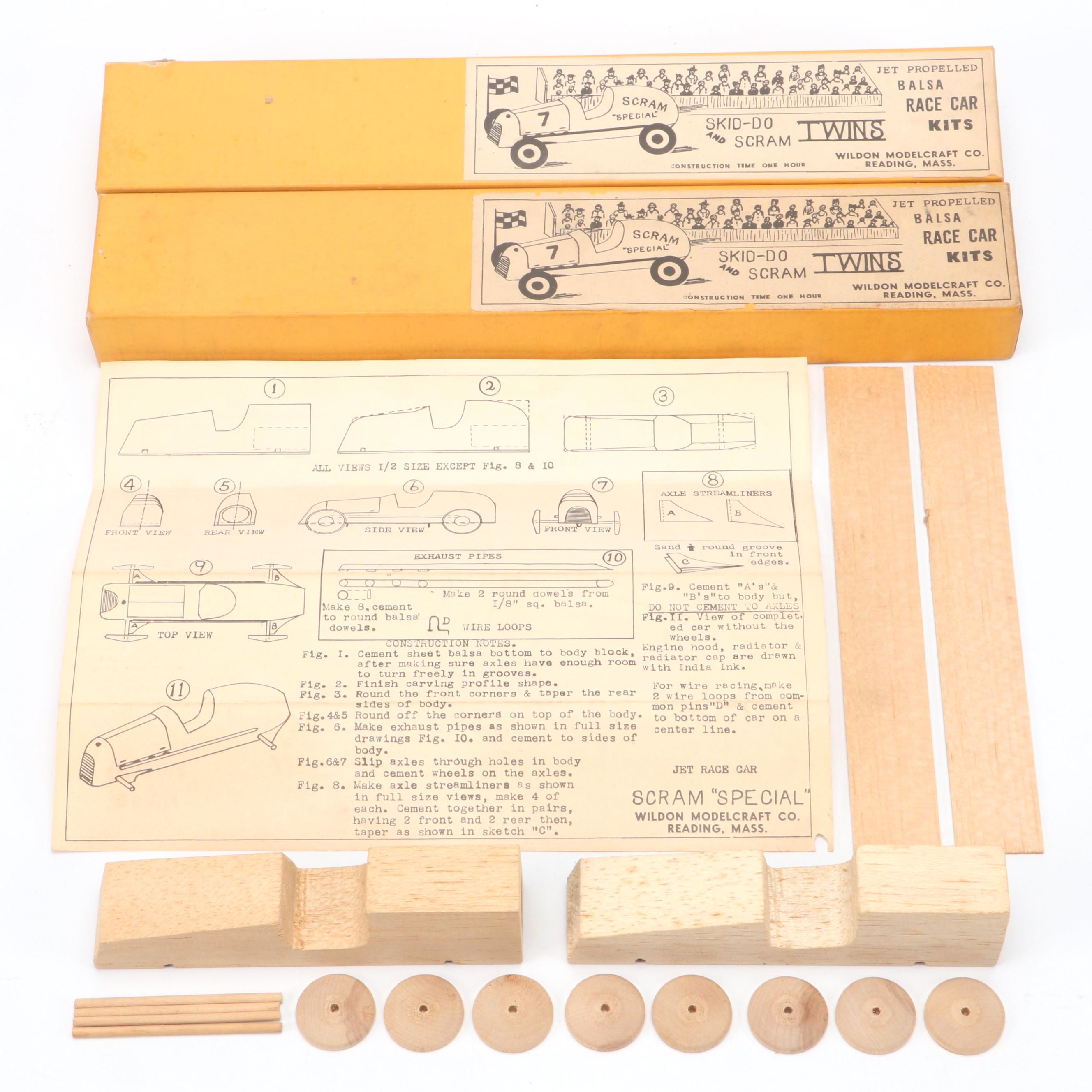 Wildon Skid-Do and Scram "Special" Model Race Car Kits, Mid-20th Century