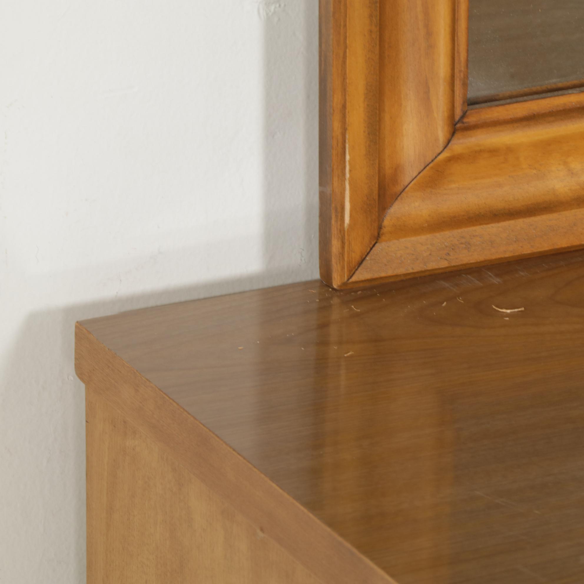 Johnson Carper "Fashion Trend" Pecan Dresser and Mirror, Late 20th Century