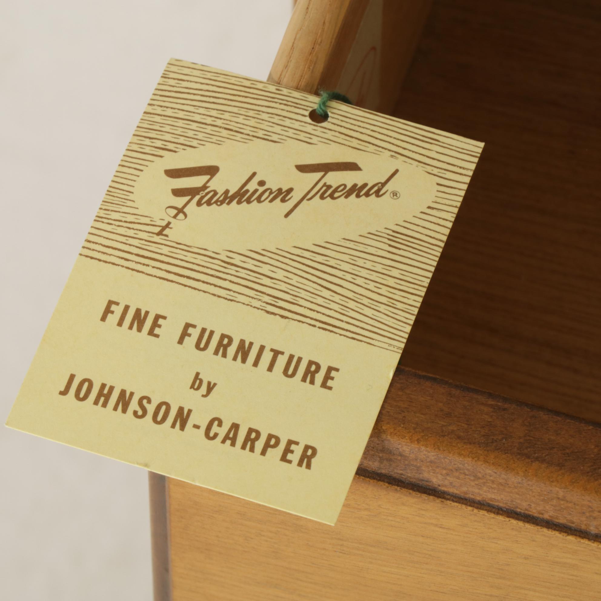 Johnson Carper "Fashion Trend" Pecan Dresser and Mirror, Late 20th Century